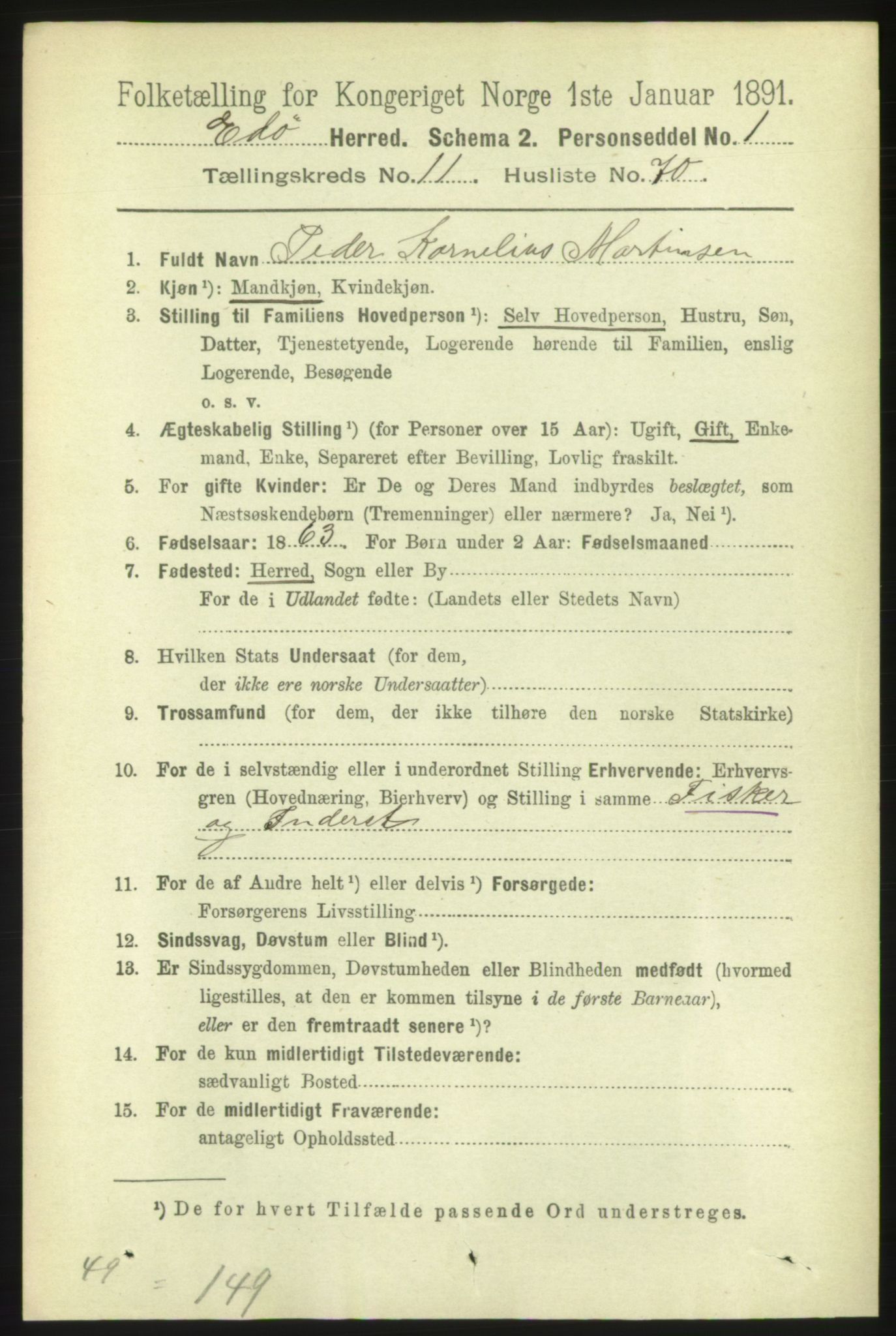 RA, 1891 census for 1573 Edøy, 1891, p. 3327