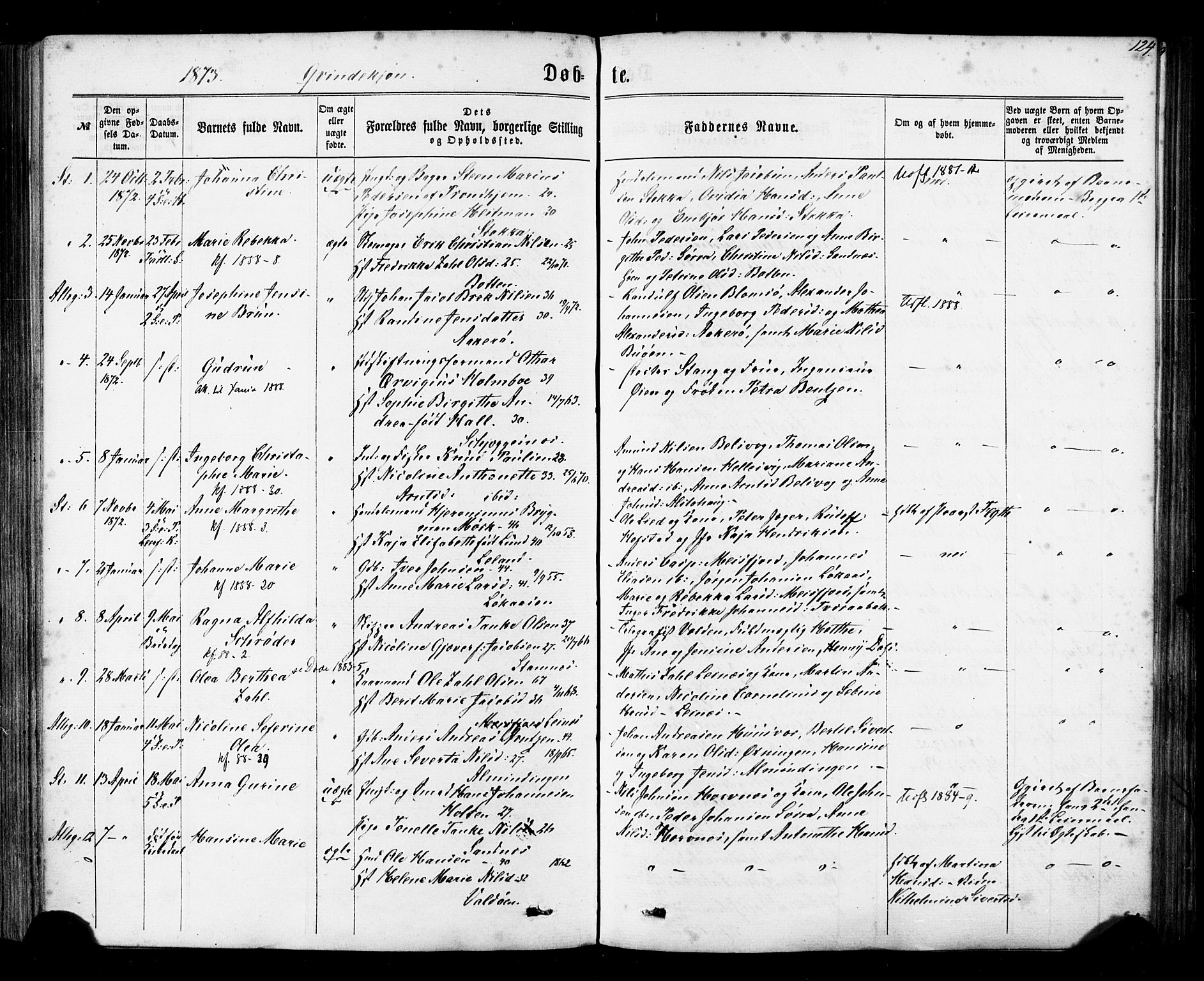 Ministerialprotokoller, klokkerbøker og fødselsregistre - Nordland, AV/SAT-A-1459/830/L0449: Parish register (official) no. 830A13, 1866-1886, p. 124