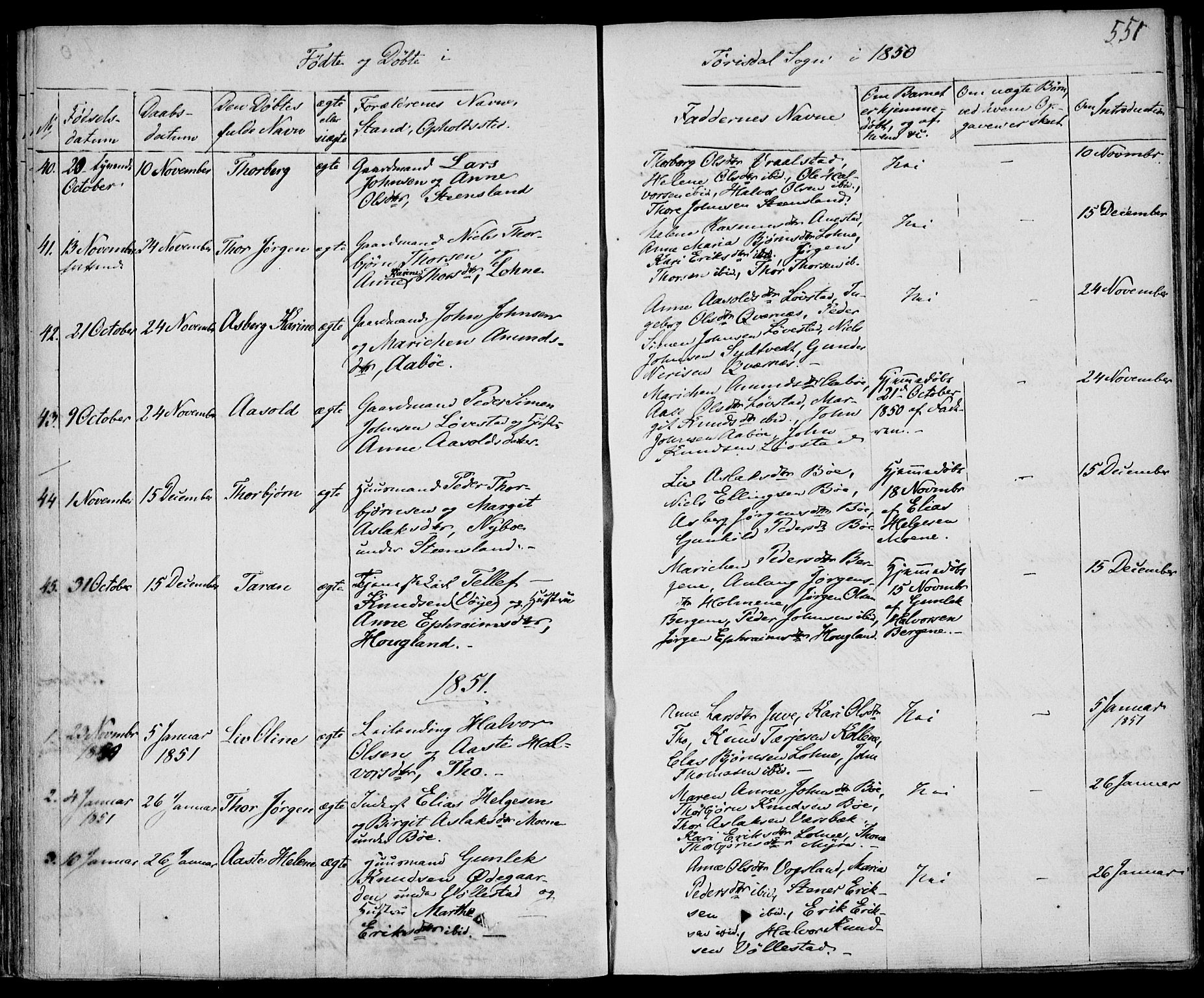 Drangedal kirkebøker, SAKO/A-258/F/Fa/L0007b: Parish register (official) no. 7b, 1837-1856, p. 551