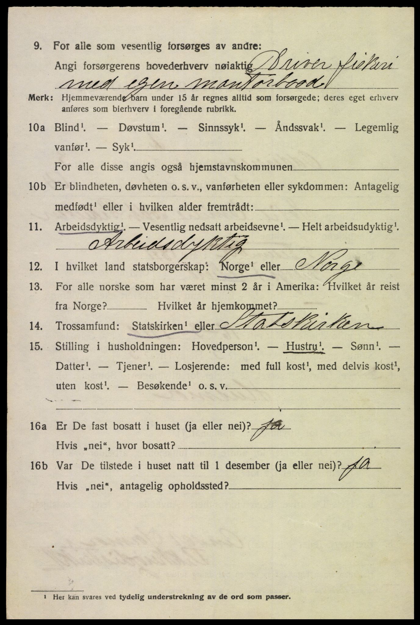 SAK, 1920 census for Oddernes, 1920, p. 3372