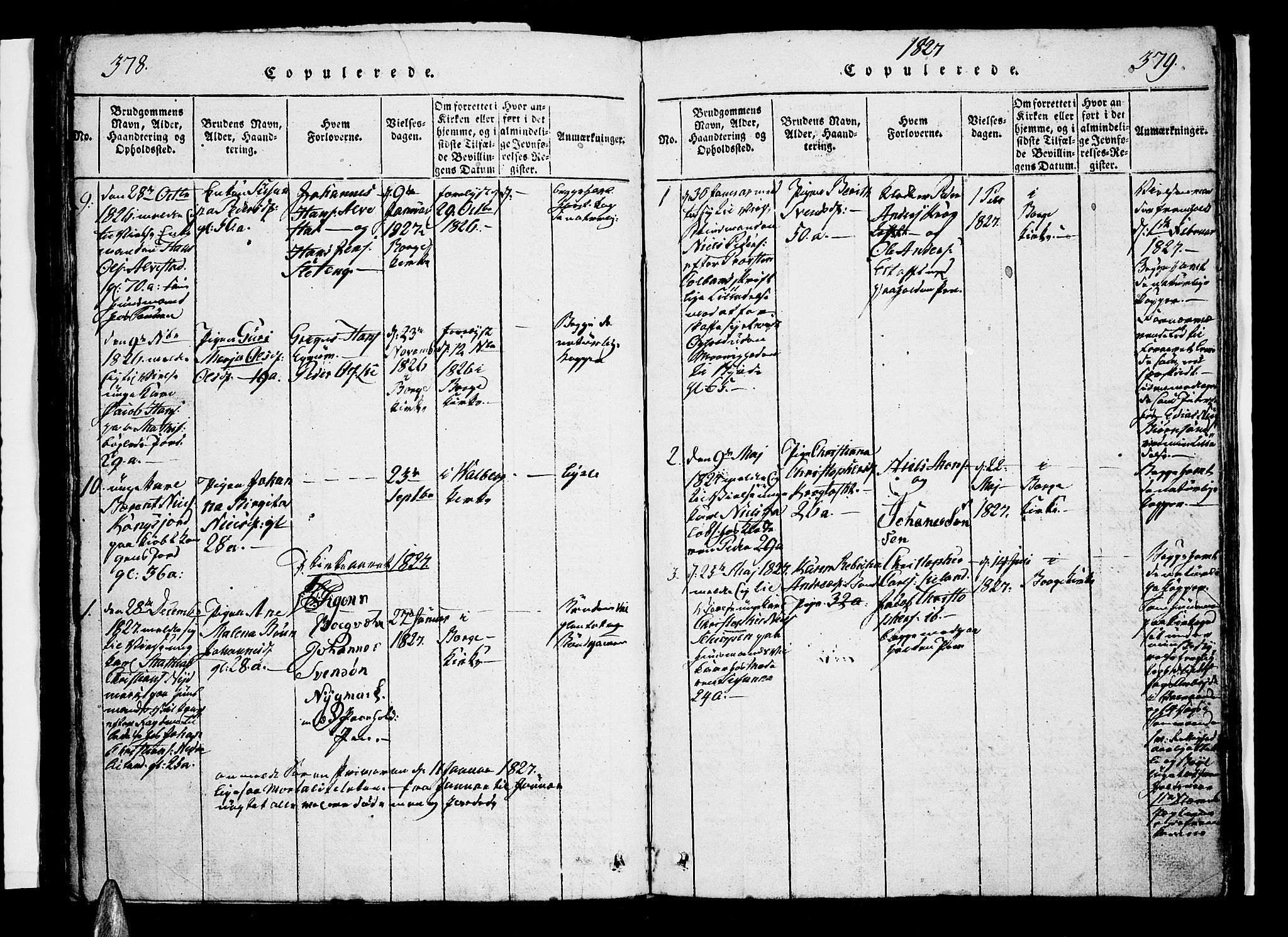 Ministerialprotokoller, klokkerbøker og fødselsregistre - Nordland, AV/SAT-A-1459/880/L1130: Parish register (official) no. 880A04, 1821-1843, p. 378-379