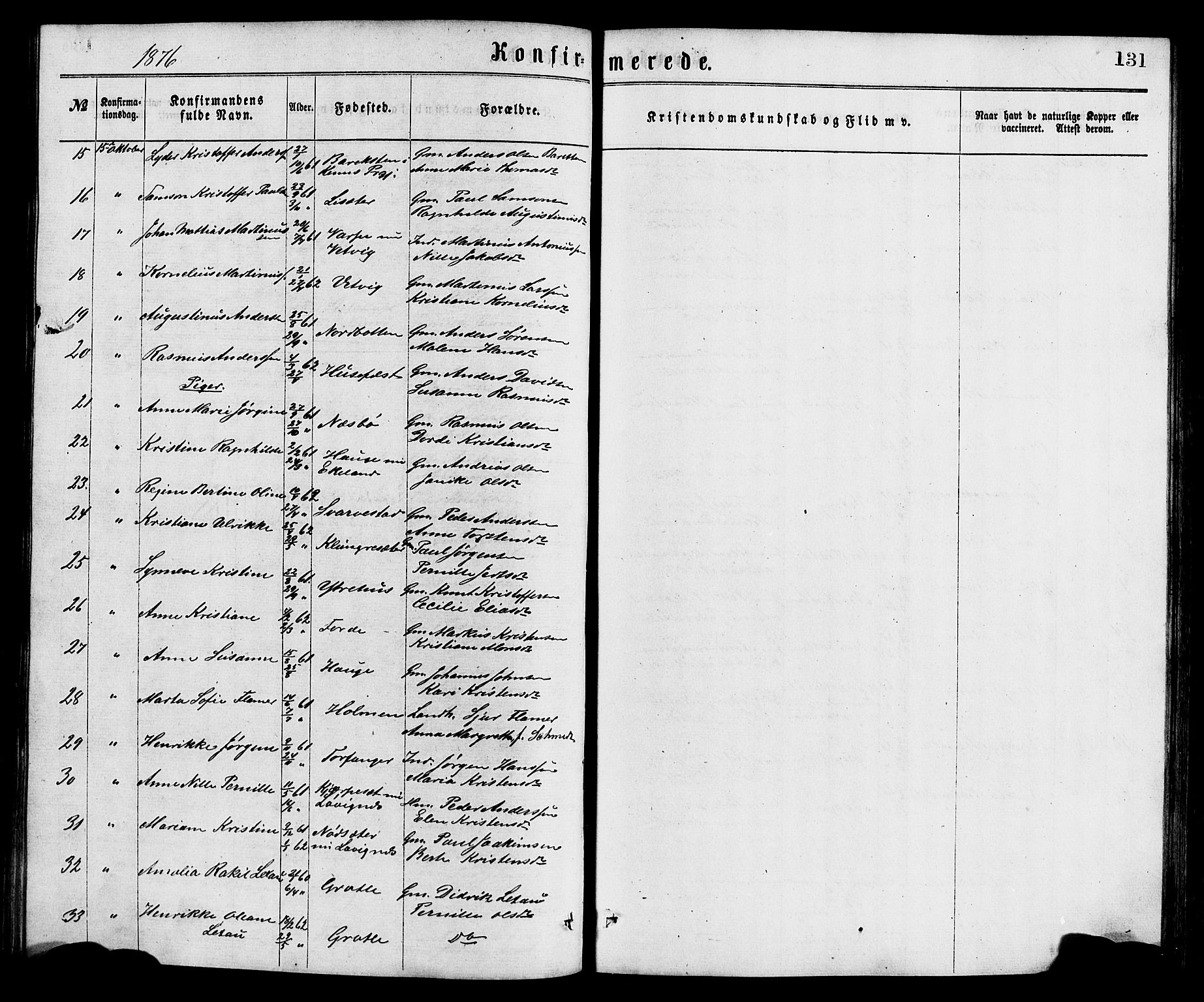 Bremanger sokneprestembete, SAB/A-82201/H/Hab/Haba/L0002: Parish register (copy) no. A 2, 1866-1889, p. 131