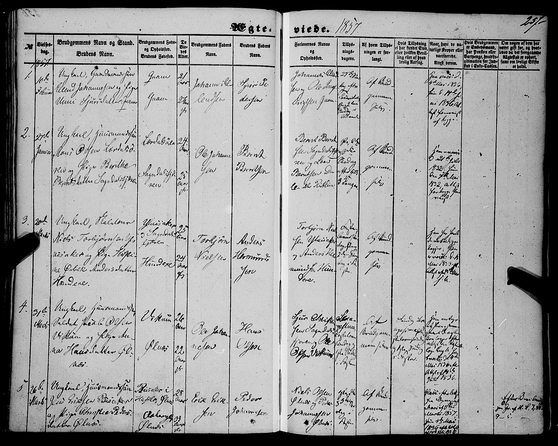 Sogndal sokneprestembete, SAB/A-81301/H/Haa/Haaa/L0012II: Parish register (official) no. A 12II, 1847-1877, p. 257