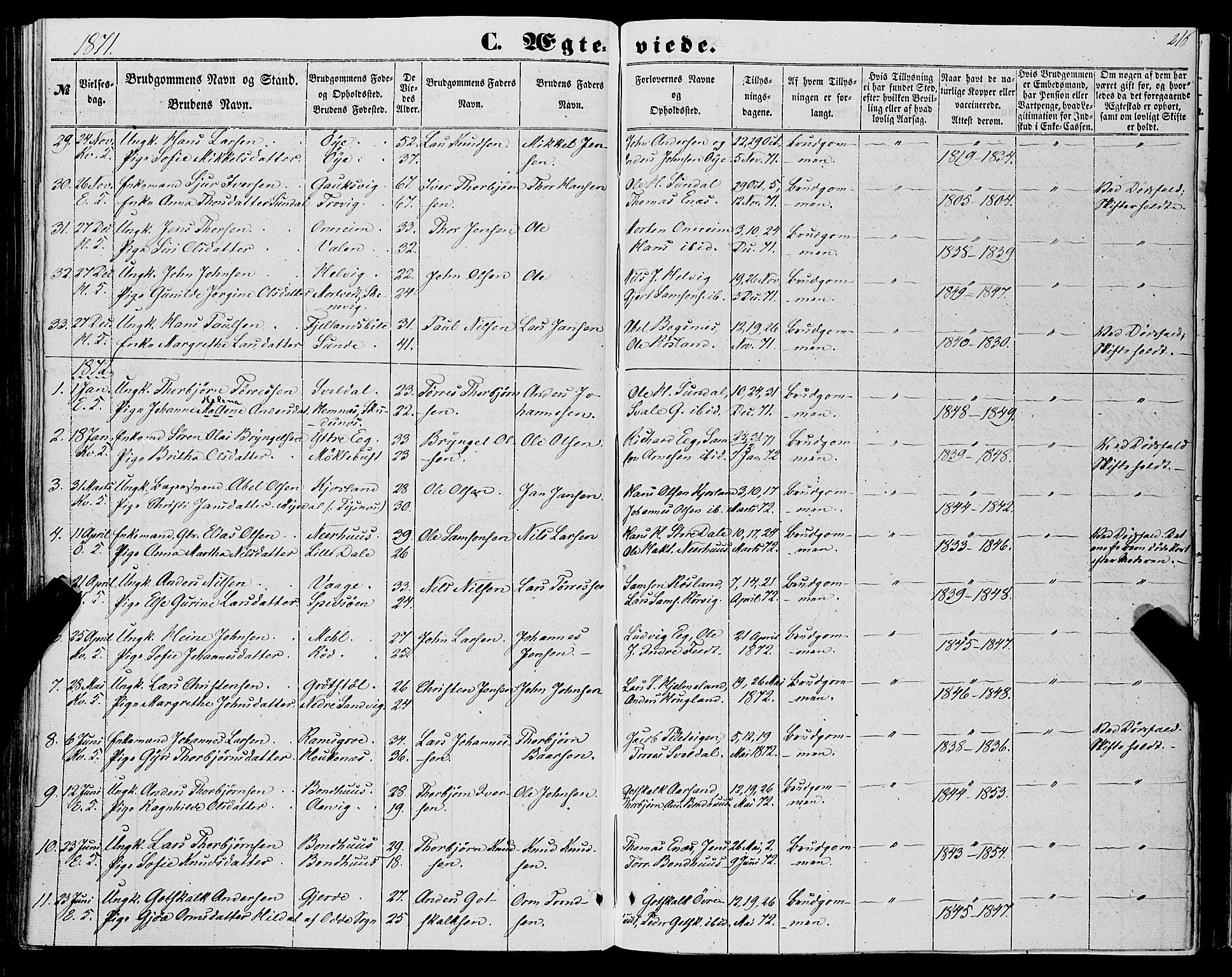 Kvinnherad sokneprestembete, SAB/A-76401/H/Haa: Parish register (official) no. A 8, 1854-1872, p. 216