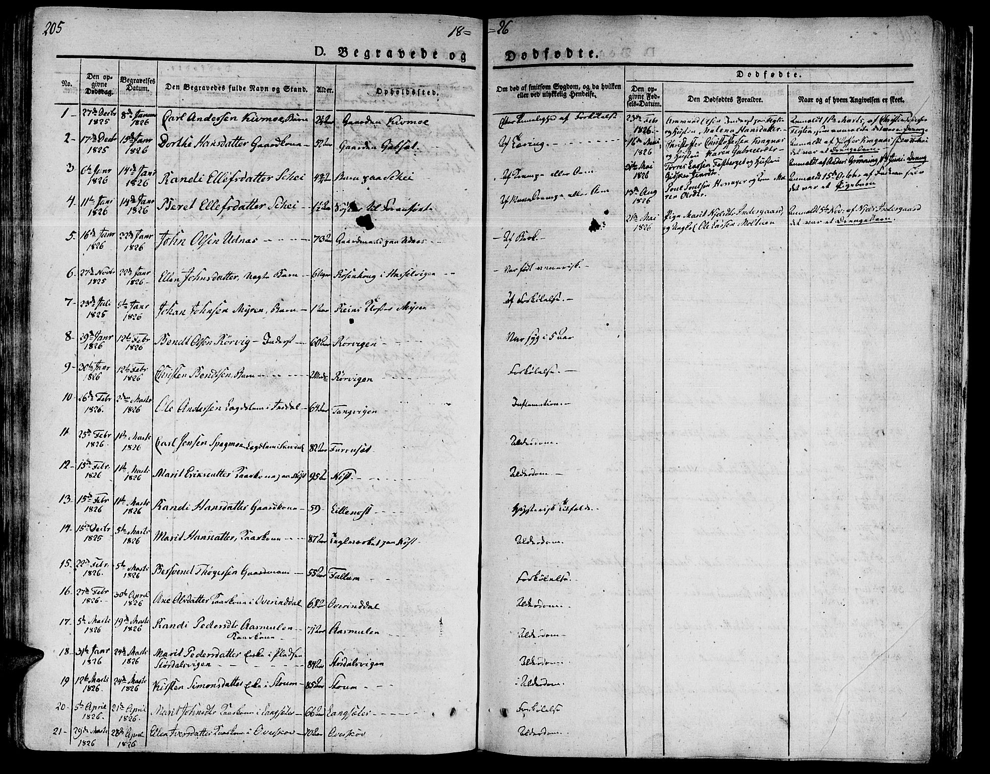 Ministerialprotokoller, klokkerbøker og fødselsregistre - Sør-Trøndelag, SAT/A-1456/646/L0609: Parish register (official) no. 646A07, 1826-1838, p. 205
