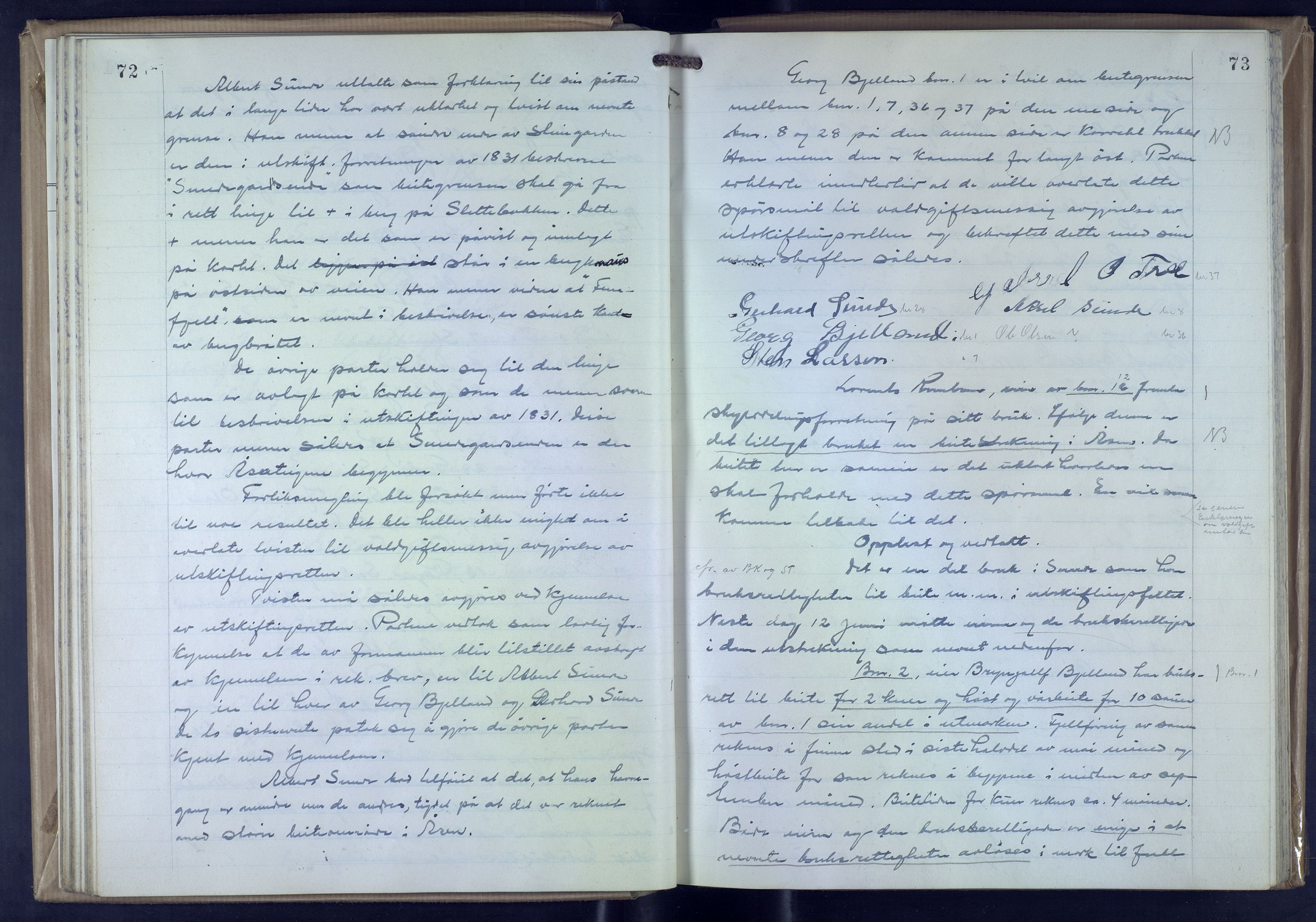 Hordaland jordskiftedøme - VII Indre Sunnhordland jordskiftedistrikt, AV/SAB-A-7401/A/Aa/L0025: Forhandlingsprotokoll, 1946-1952, p. 72-73