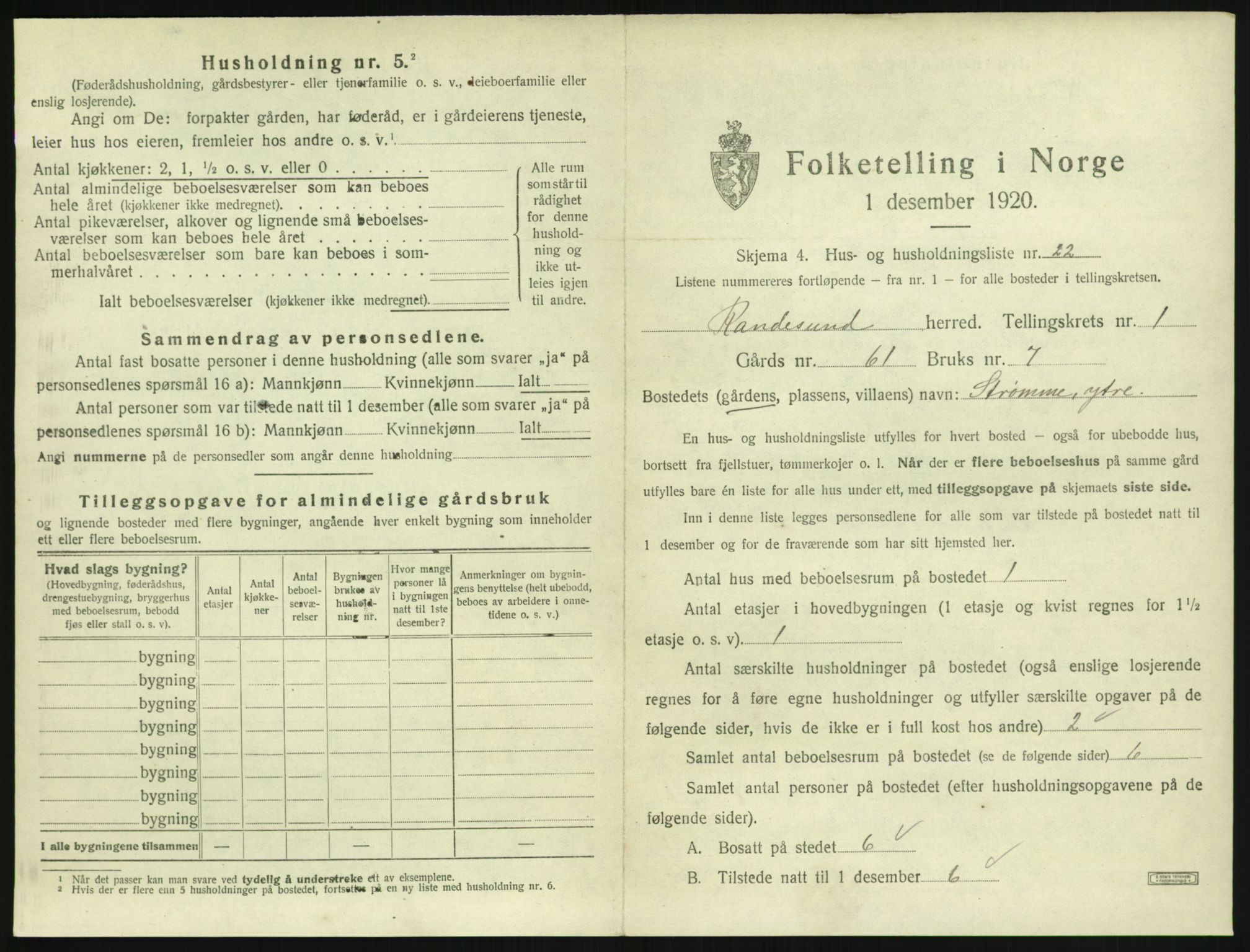 SAK, 1920 census for Randesund, 1920, p. 74