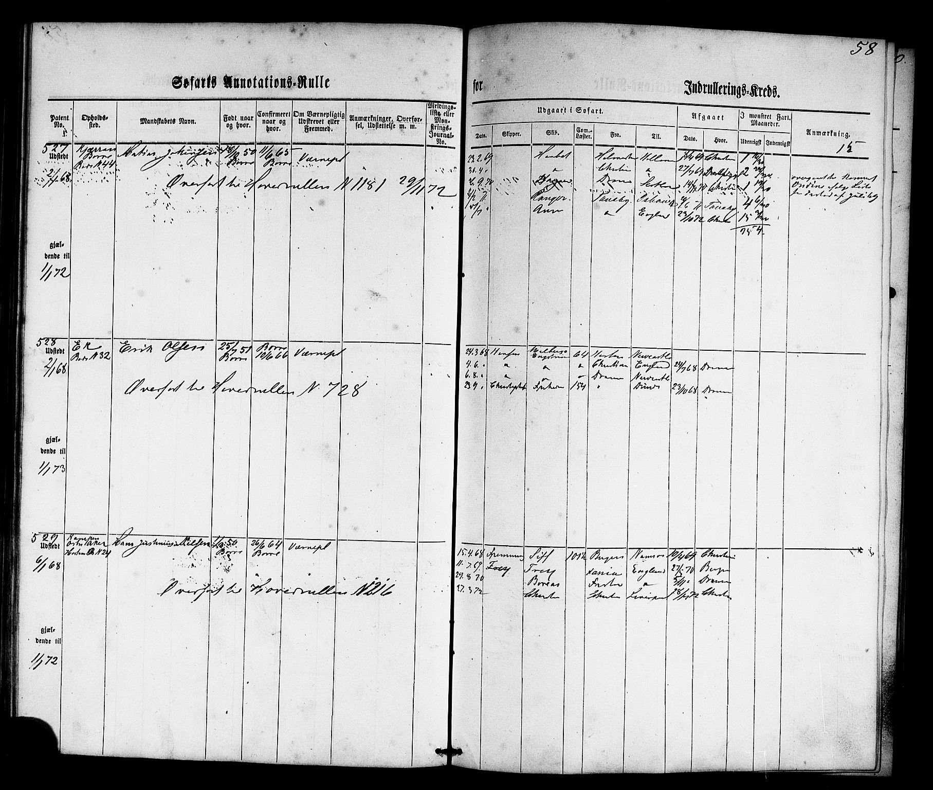 Horten innrulleringskontor, SAKO/A-785/F/Fb/L0001: Annotasjonsrulle, 1864-1868, p. 73