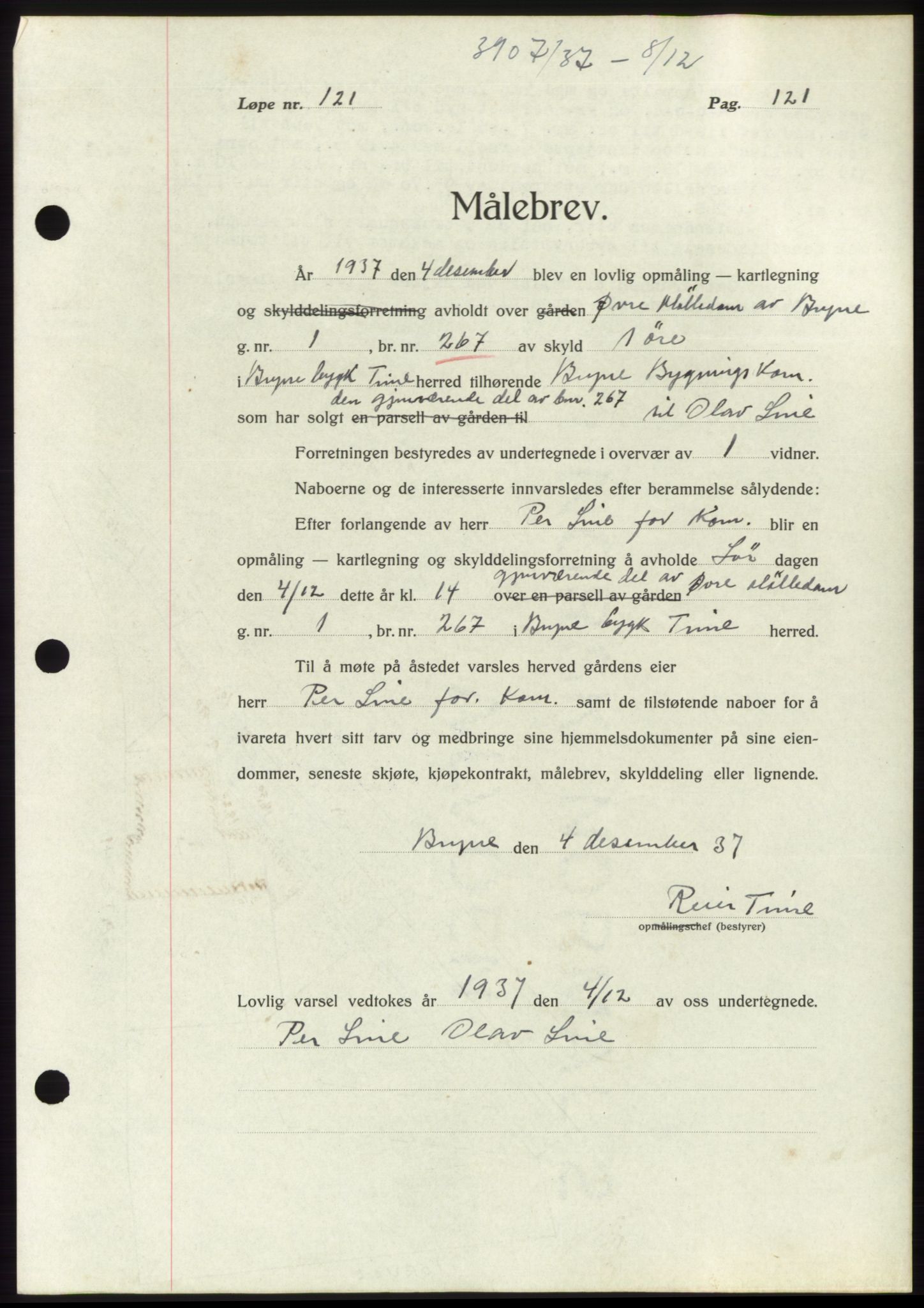 Jæren sorenskriveri, SAST/A-100310/03/G/Gba/L0069: Mortgage book, 1937-1937, Diary no: : 3907/1937