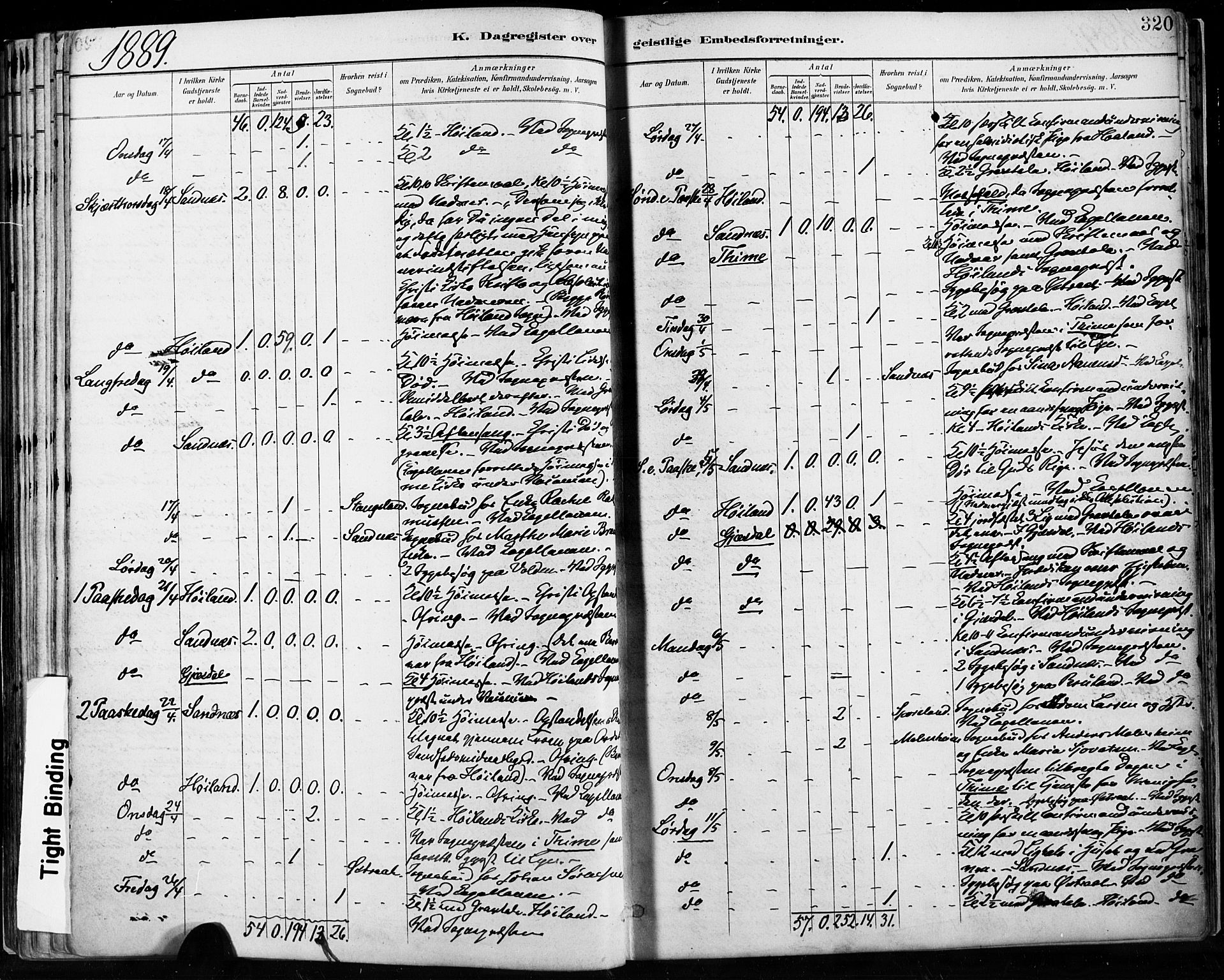 Høyland sokneprestkontor, AV/SAST-A-101799/001/30BA/L0013: Parish register (official) no. A 13.2, 1889-1898, p. 320