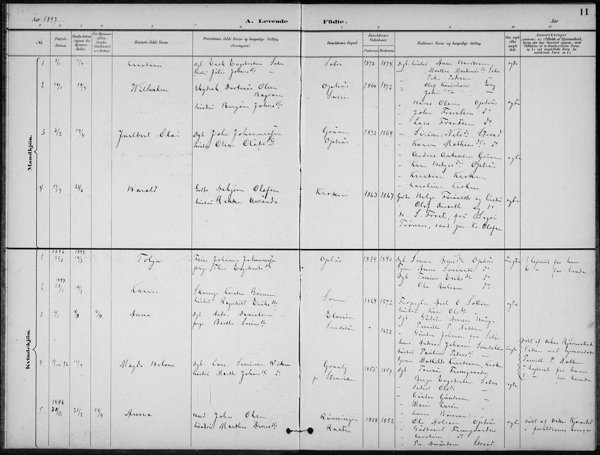 Stor-Elvdal prestekontor, SAH/PREST-052/H/Ha/Hab/L0004: Parish register (copy) no. 4, 1895-1938, p. 11