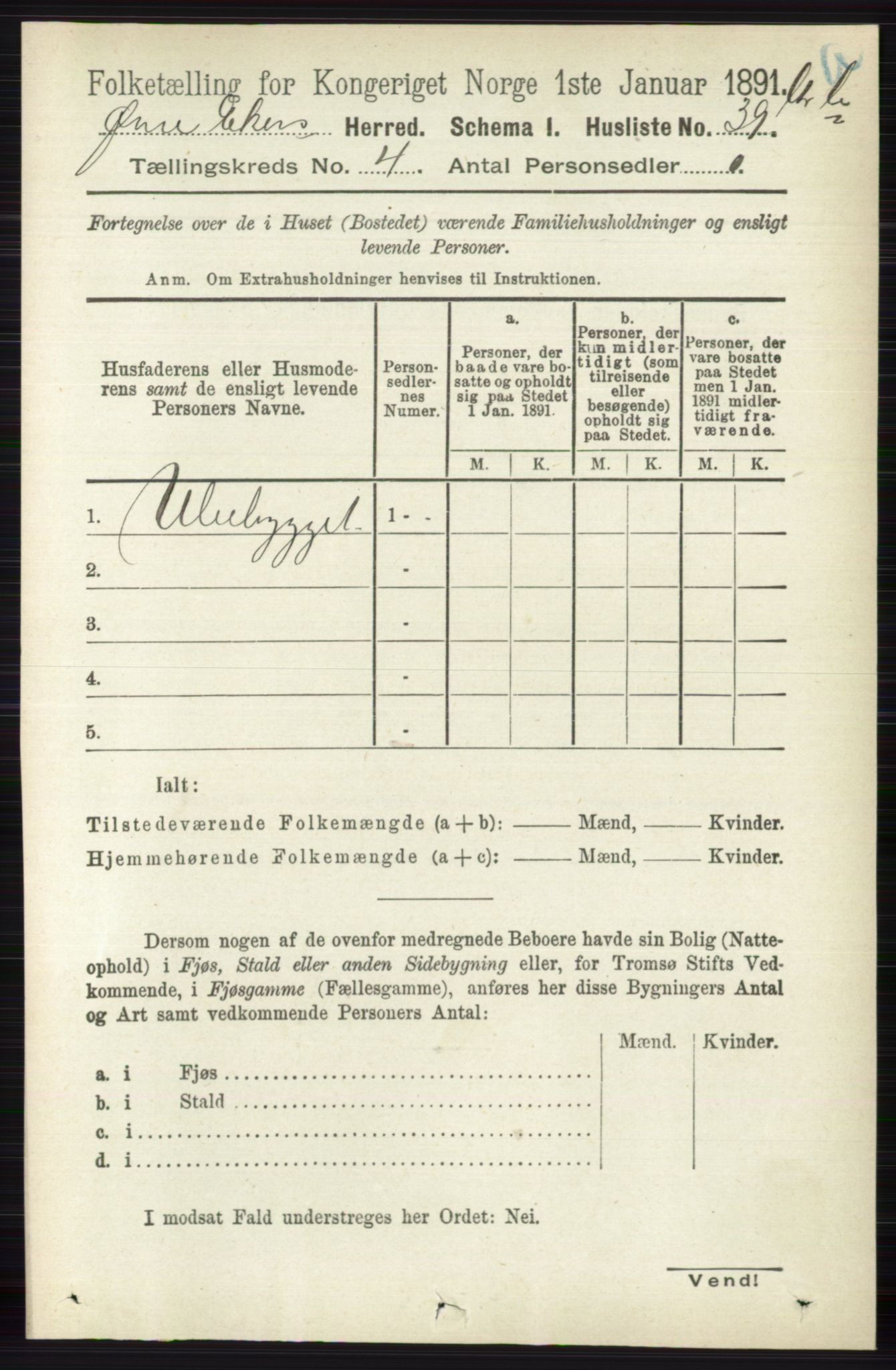 RA, 1891 census for 0624 Øvre Eiker, 1891, p. 1472