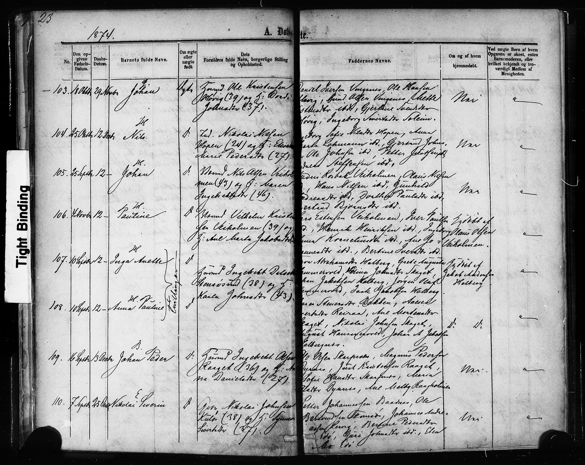 Ministerialprotokoller, klokkerbøker og fødselsregistre - Møre og Romsdal, AV/SAT-A-1454/581/L0938: Parish register (official) no. 581A06, 1873-1879, p. 23