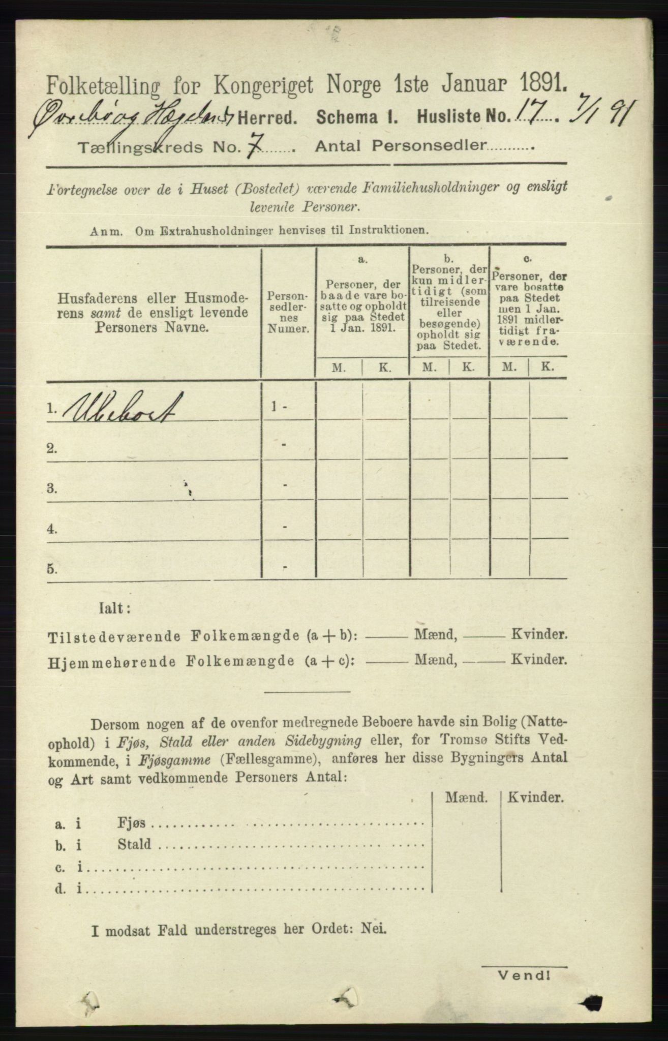 RA, 1891 census for 1016 Øvrebø og Hægeland, 1891, p. 1328