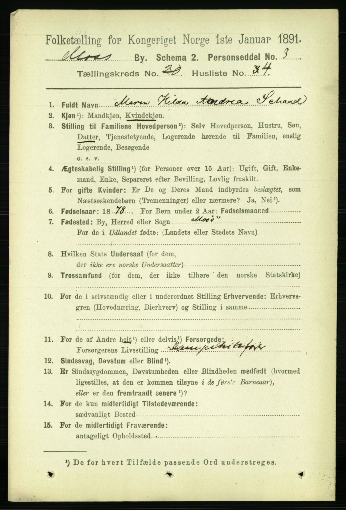 RA, 1891 census for 0104 Moss, 1891, p. 8756