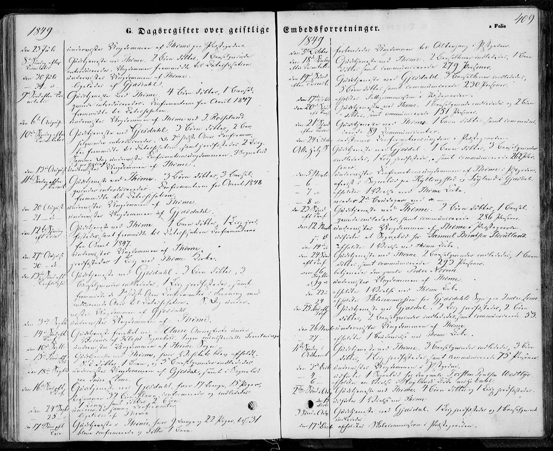 Lye sokneprestkontor, AV/SAST-A-101794/001/30BA/L0006: Parish register (official) no. A 5.2, 1842-1855, p. 409