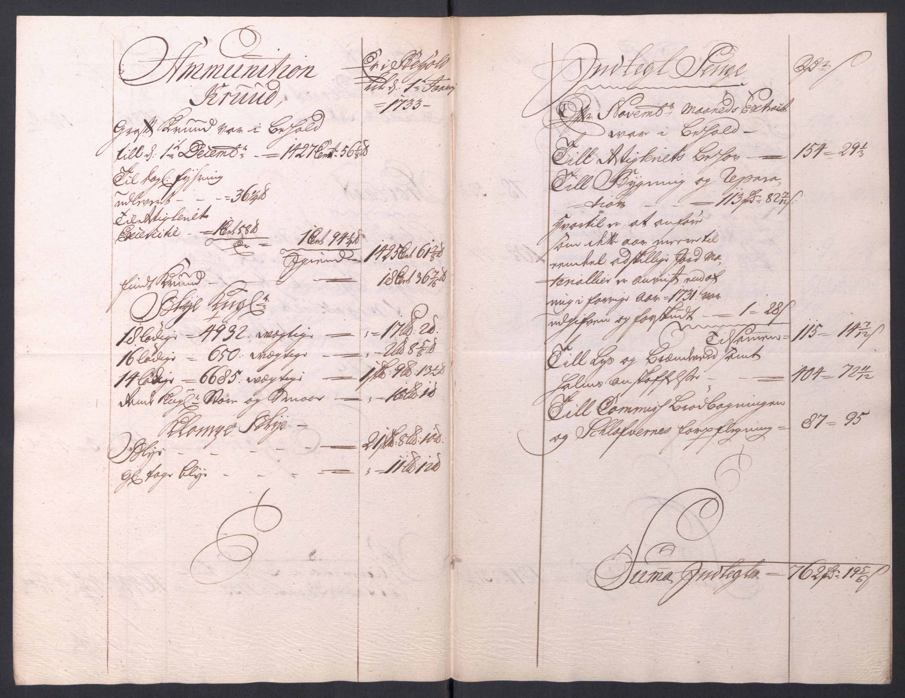 Kommanderende general (KG I) med Det norske krigsdirektorium, RA/EA-5419/D/L0154: Fredriksten festning: Brev, inventarfortegnelser og regnskapsekstrakter, 1730-1739, p. 105