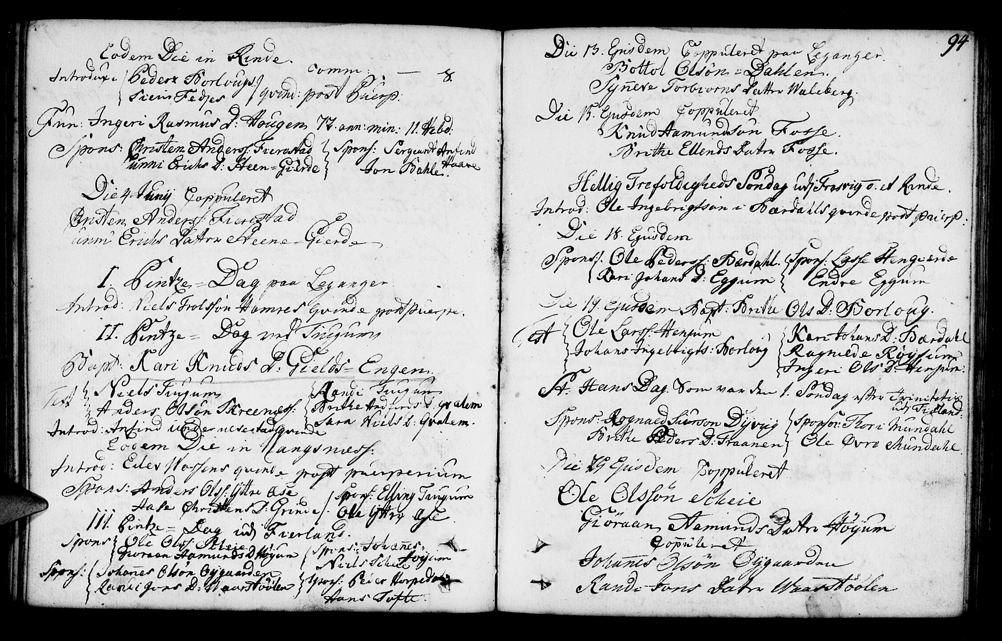 Leikanger sokneprestembete, AV/SAB-A-81001/H/Haa/Haaa/L0003: Parish register (official) no. A 3, 1756-1770, p. 94