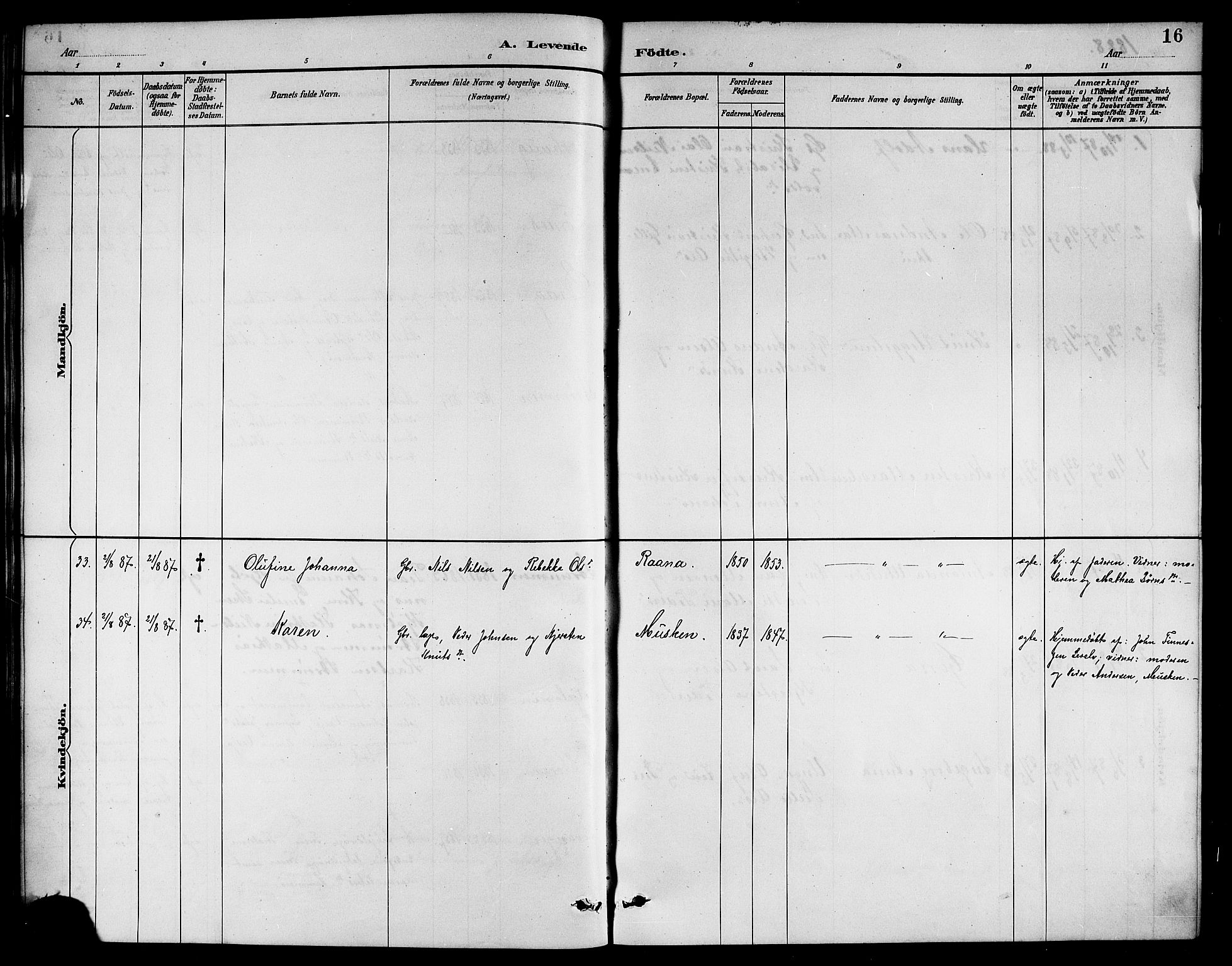 Ministerialprotokoller, klokkerbøker og fødselsregistre - Nordland, AV/SAT-A-1459/861/L0876: Parish register (copy) no. 861C02, 1887-1903, p. 16