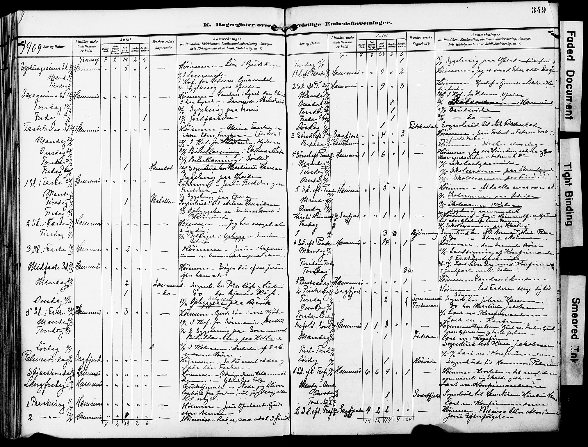 Ministerialprotokoller, klokkerbøker og fødselsregistre - Nordland, AV/SAT-A-1459/859/L0848: Parish register (official) no. 859A08, 1900-1912, p. 349