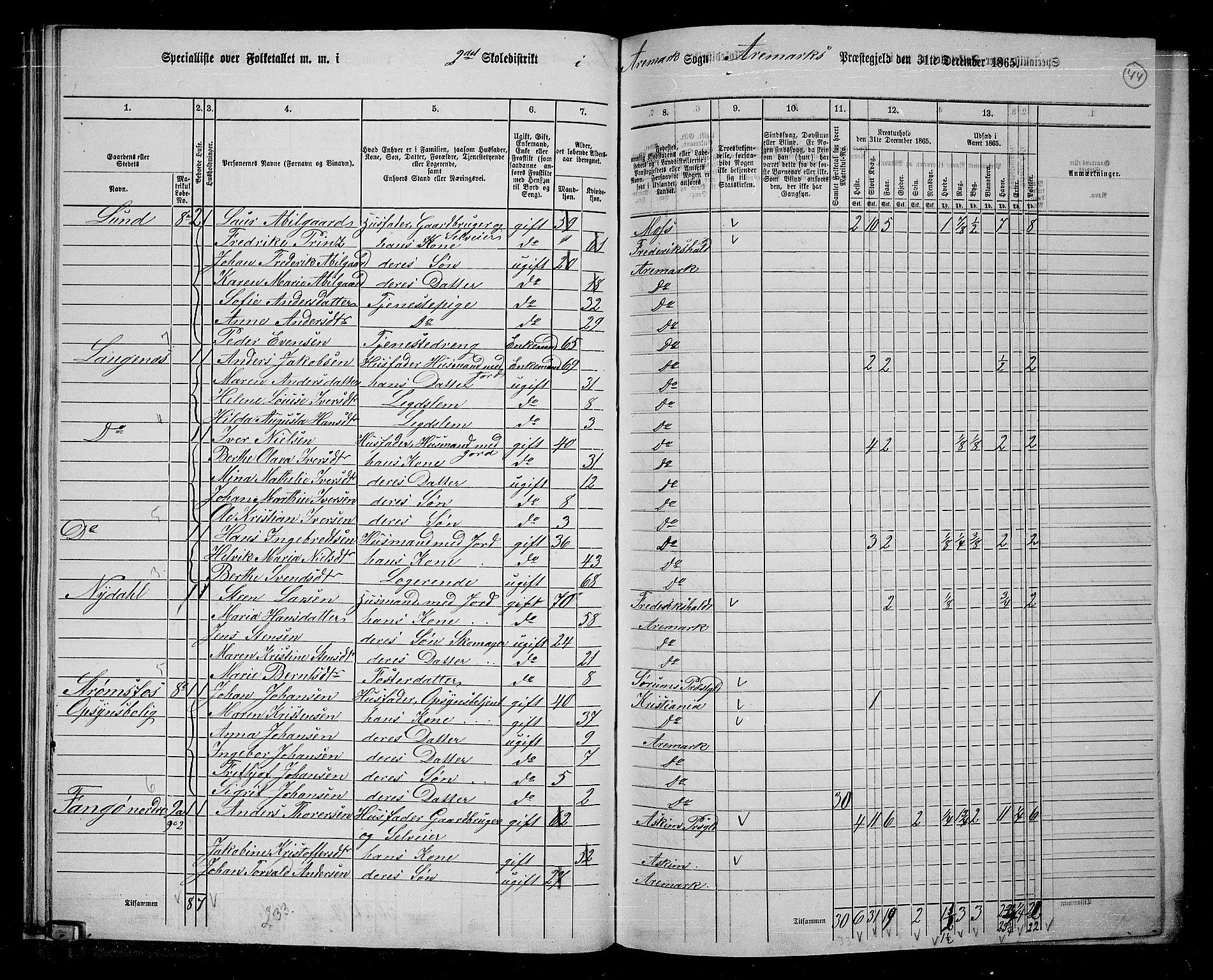 RA, 1865 census for Aremark, 1865, p. 39