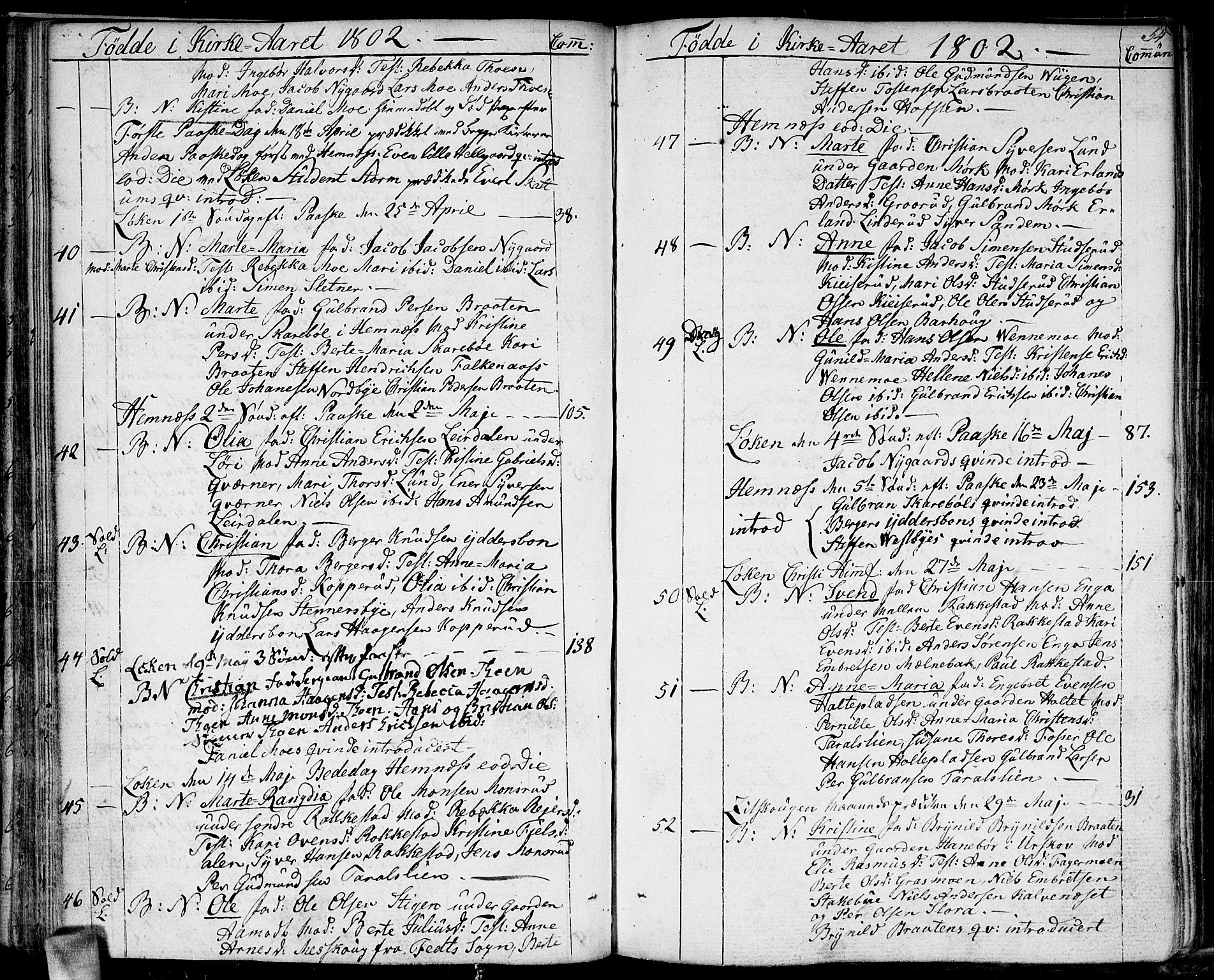 Høland prestekontor Kirkebøker, AV/SAO-A-10346a/F/Fa/L0006: Parish register (official) no. I 6, 1794-1814, p. 54