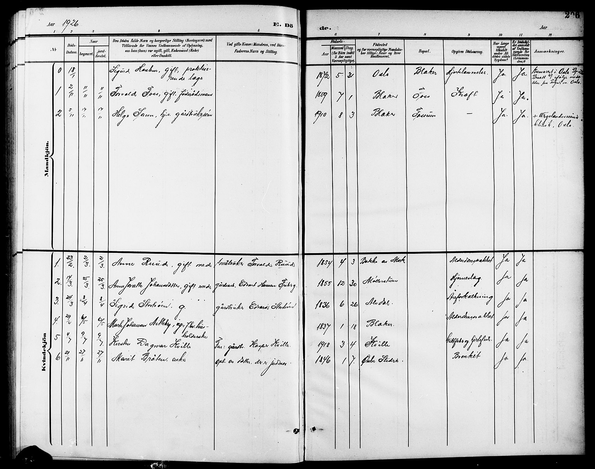 Aurskog prestekontor Kirkebøker, SAO/A-10304a/G/Gb/L0002: Parish register (copy) no. II 2, 1901-1926, p. 206