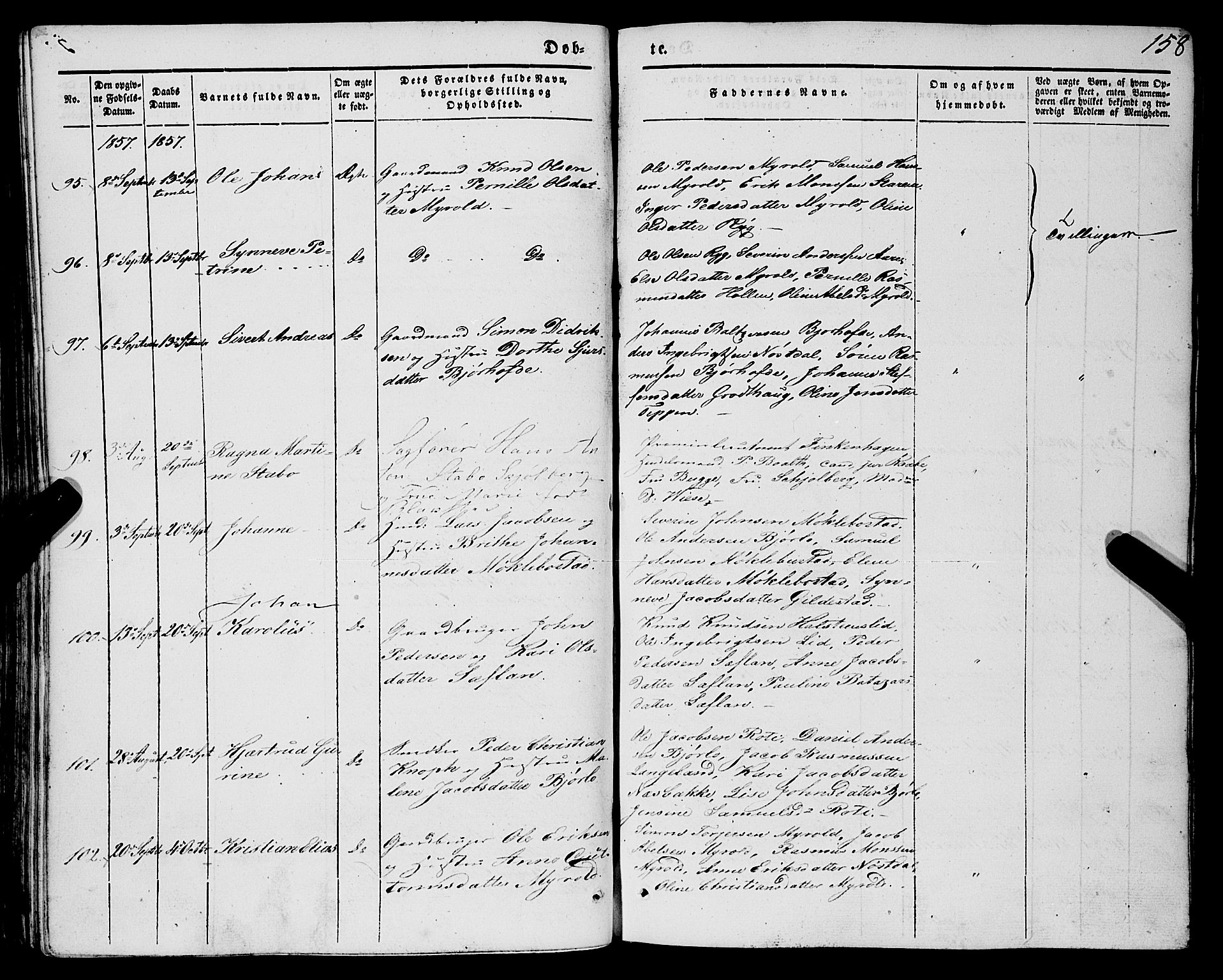 Eid sokneprestembete, AV/SAB-A-82301/H/Haa/Haaa/L0007: Parish register (official) no. A 7, 1844-1858, p. 158