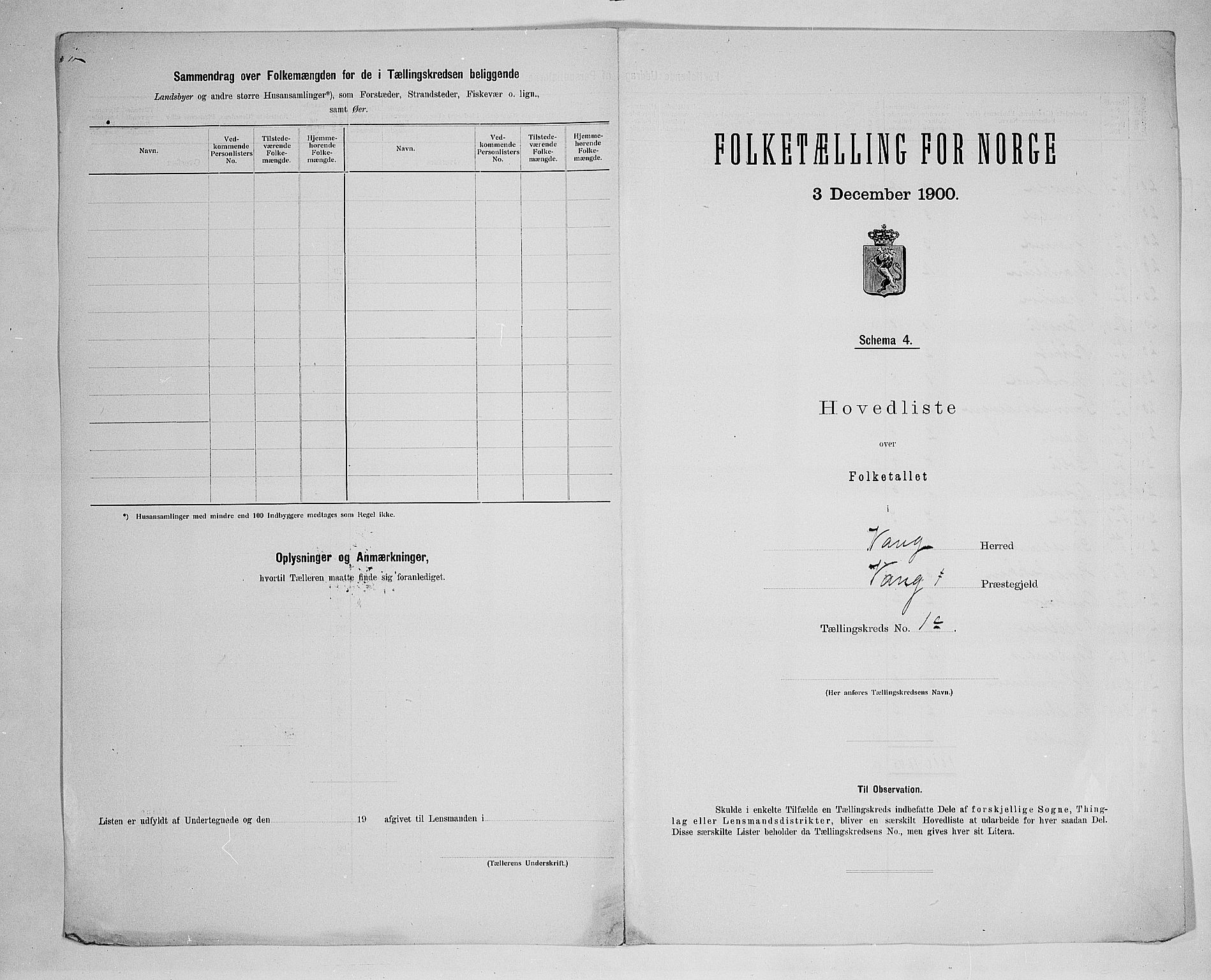 SAH, 1900 census for Vang, 1900, p. 9