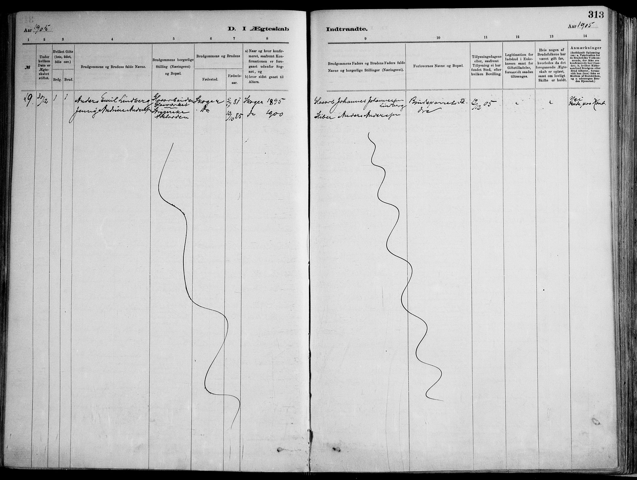 Skoger kirkebøker, AV/SAKO-A-59/F/Fa/L0006: Parish register (official) no. I 6, 1885-1910, p. 313