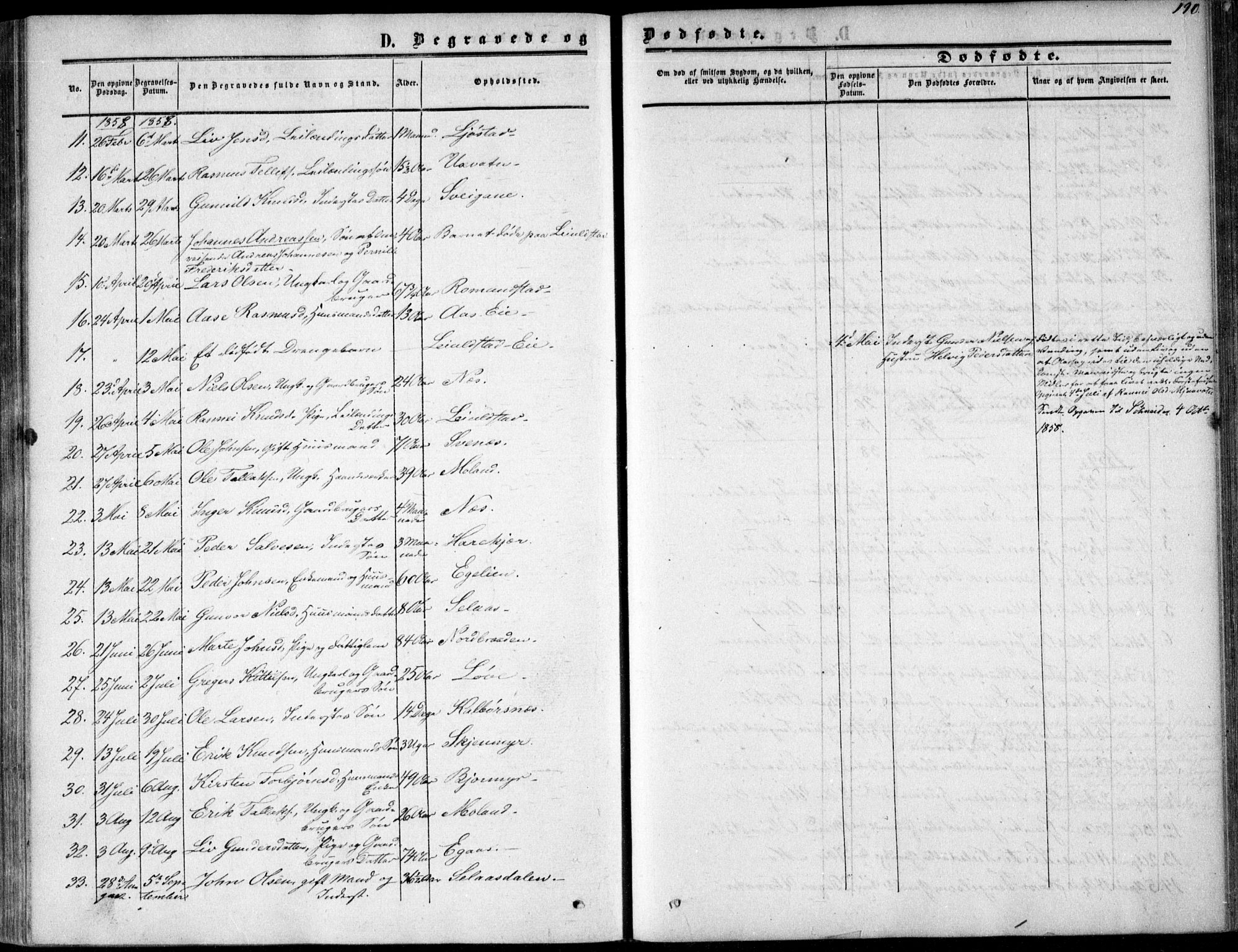 Gjerstad sokneprestkontor, AV/SAK-1111-0014/F/Fa/Fab/L0003: Parish register (official) no. A 3, 1853-1878, p. 190