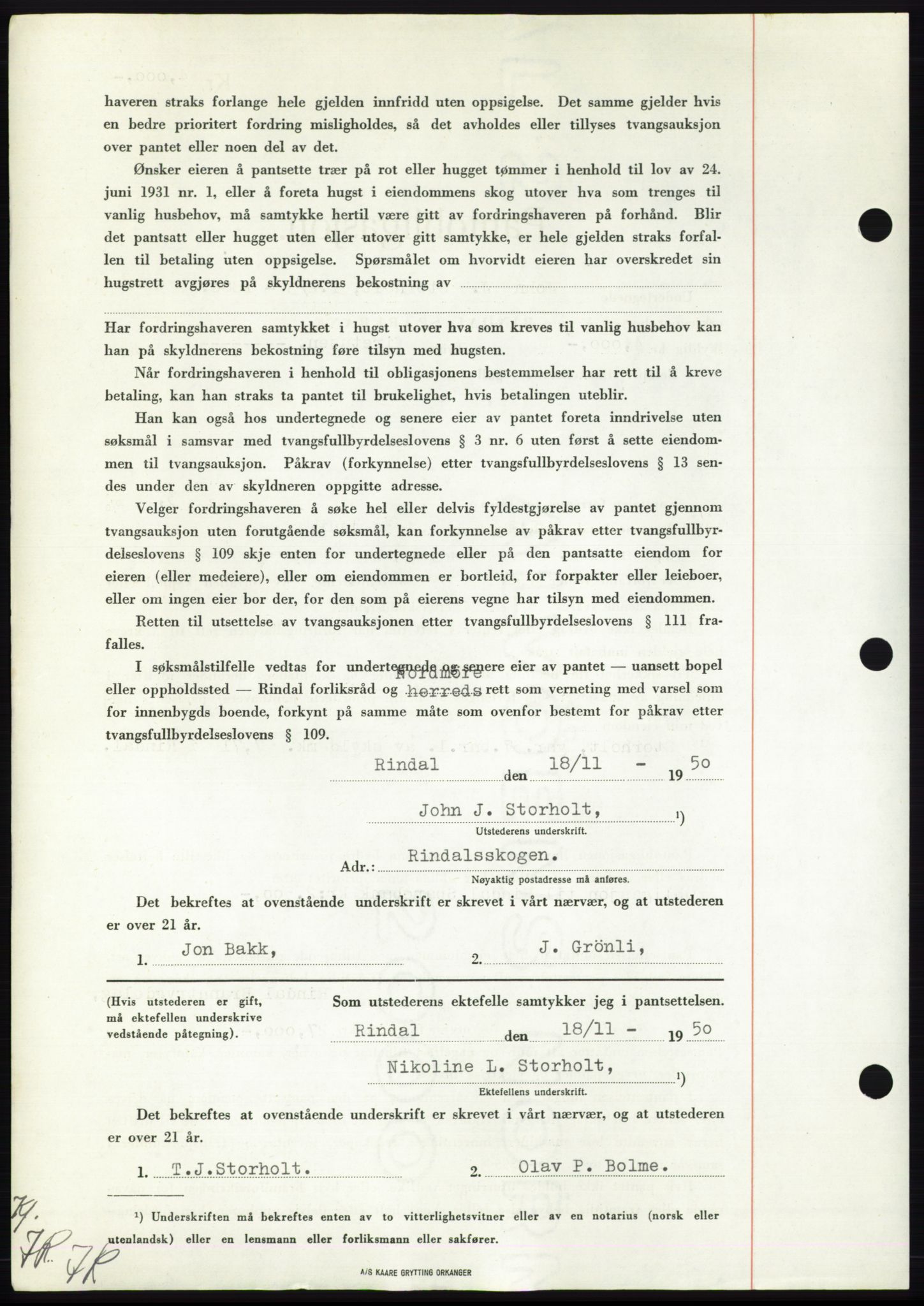 Nordmøre sorenskriveri, AV/SAT-A-4132/1/2/2Ca: Mortgage book no. B106, 1950-1950, Diary no: : 3862/1950