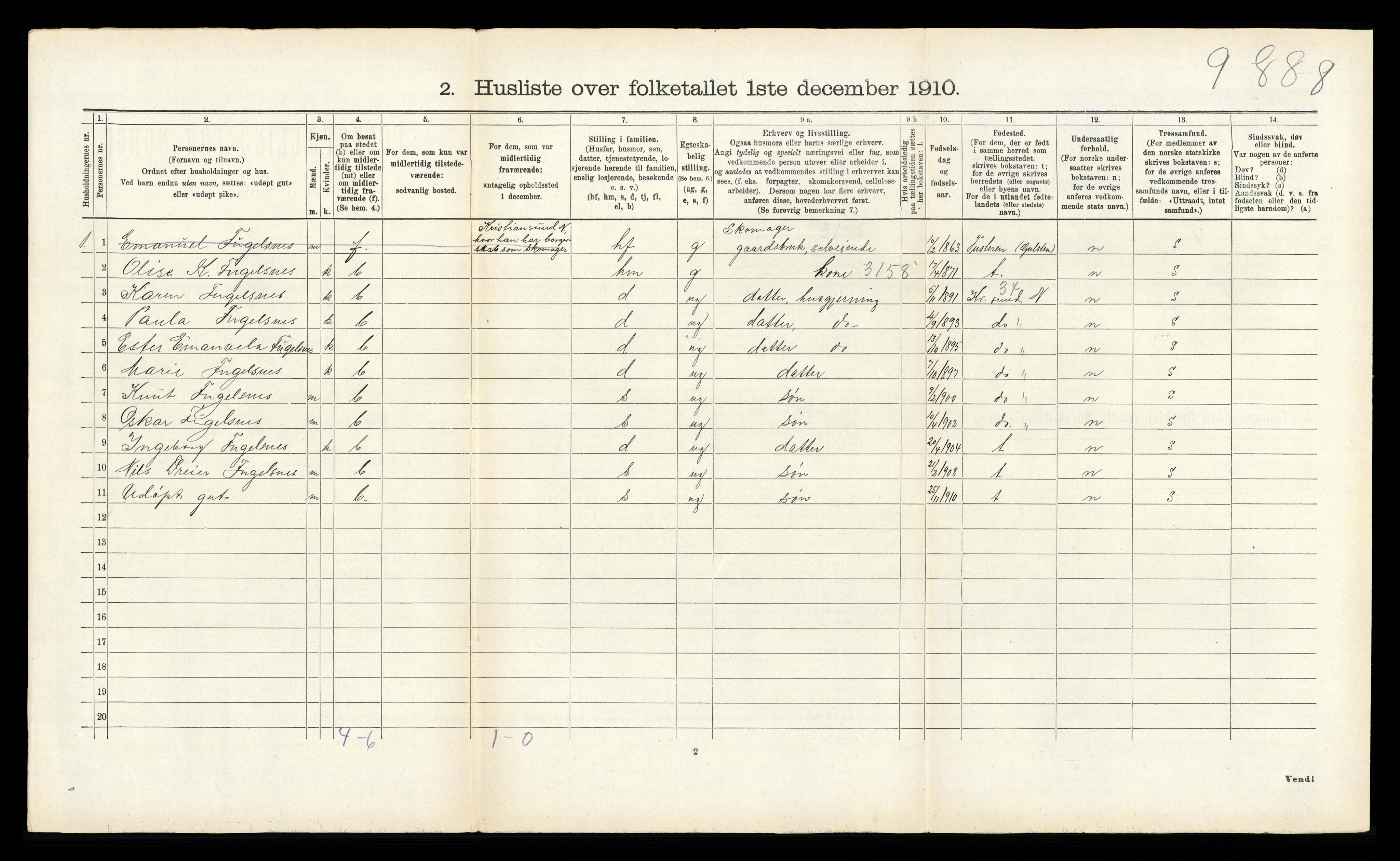 RA, 1910 census for Bremsnes, 1910, p. 241