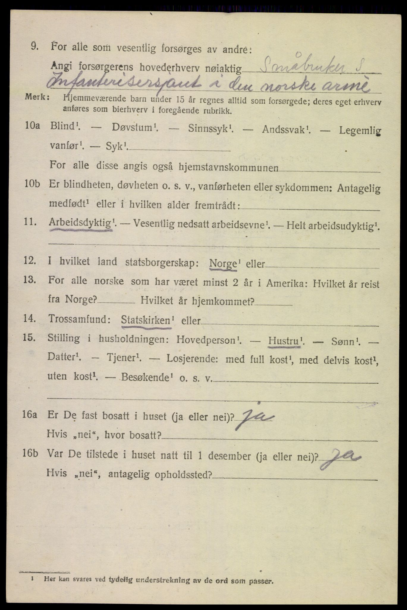 SAK, 1920 census for Fjotland, 1920, p. 2211