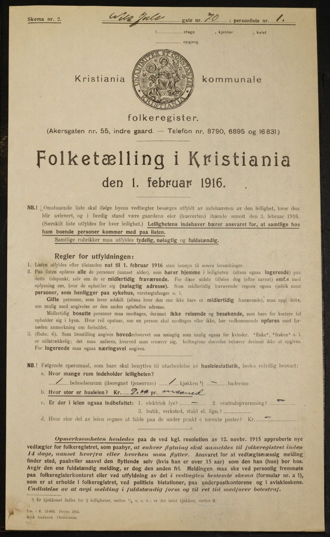 OBA, Municipal Census 1916 for Kristiania, 1916, p. 72717