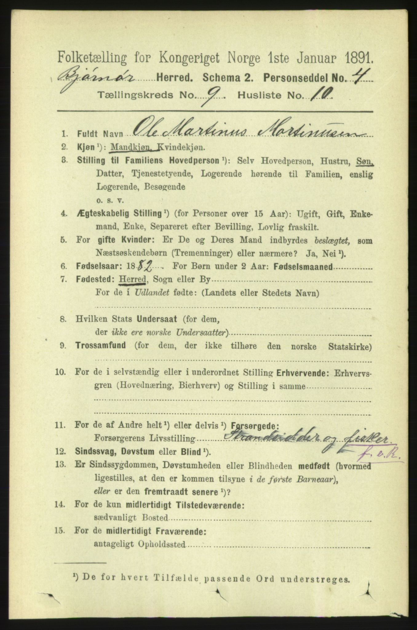 RA, 1891 census for 1632 Bjørnør, 1891, p. 3859