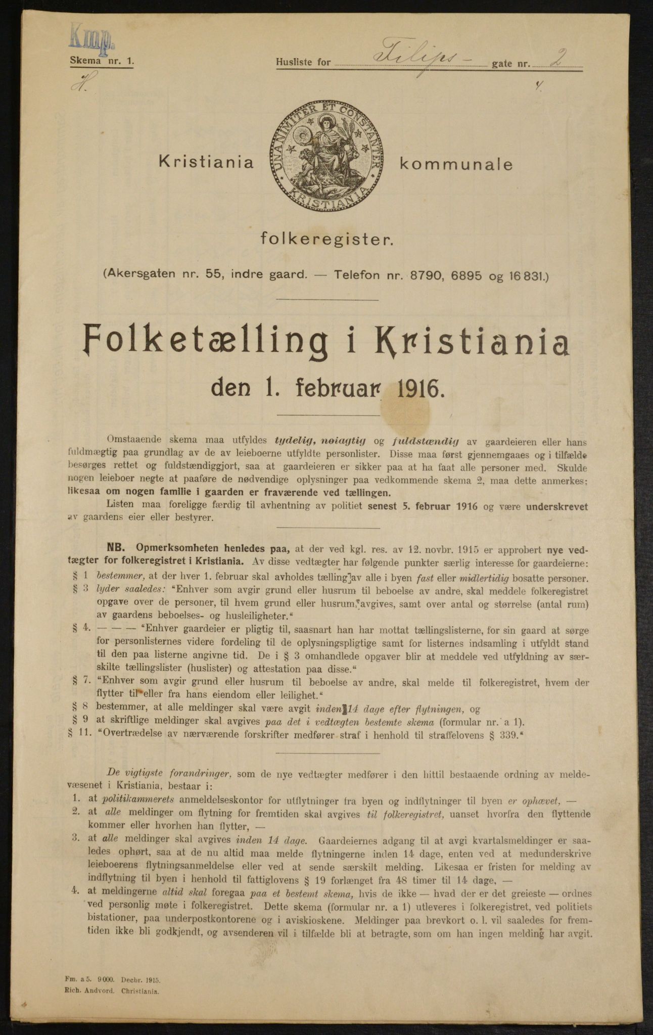 OBA, Municipal Census 1916 for Kristiania, 1916, p. 24615