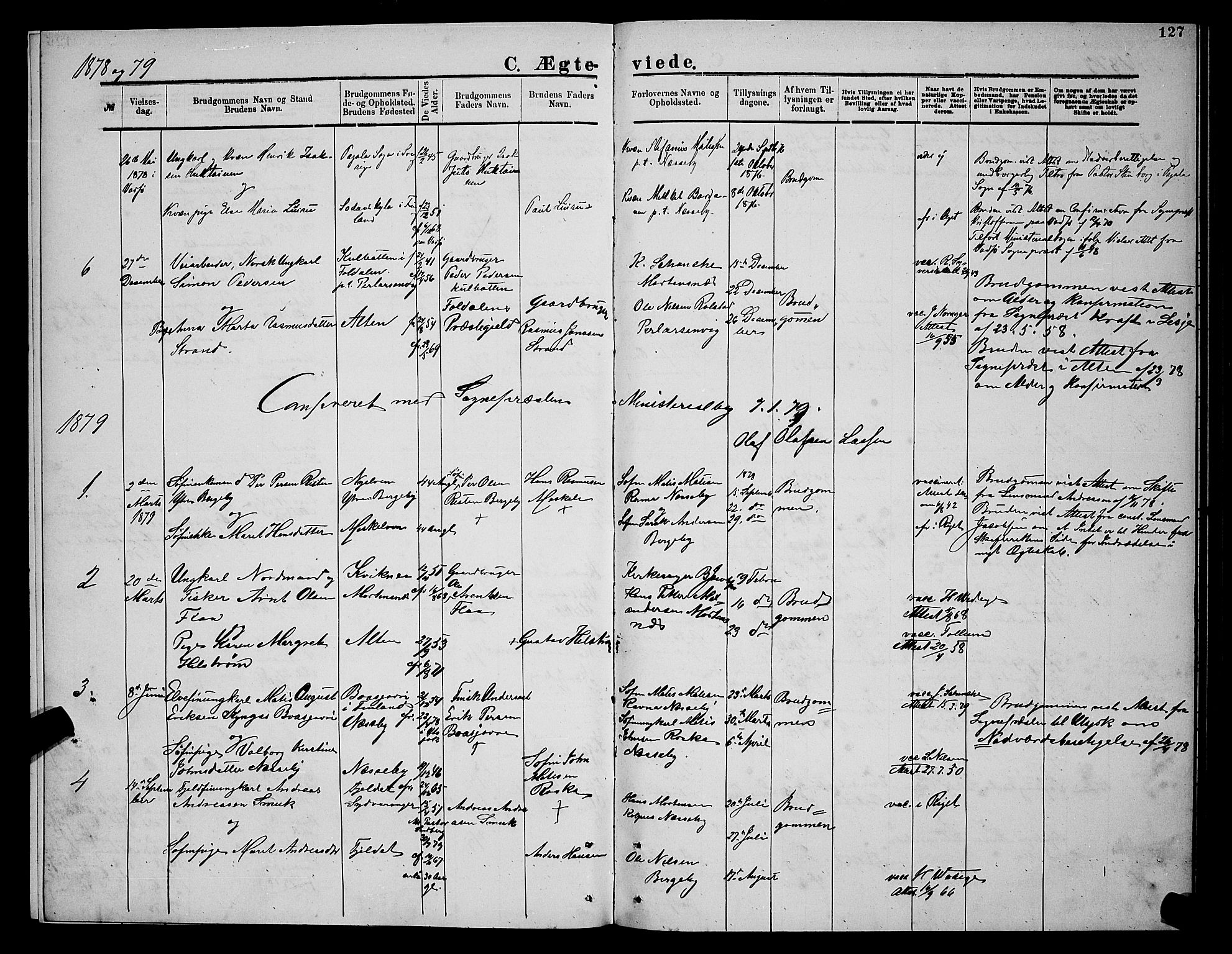 Nesseby sokneprestkontor, AV/SATØ-S-1330/H/Hb/L0004klokker: Parish register (copy) no. 4, 1877-1884, p. 127