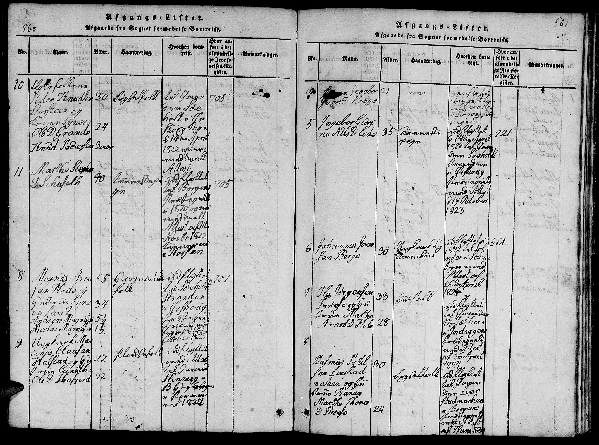 Ministerialprotokoller, klokkerbøker og fødselsregistre - Møre og Romsdal, AV/SAT-A-1454/519/L0260: Parish register (copy) no. 519C01, 1817-1829, p. 560-561