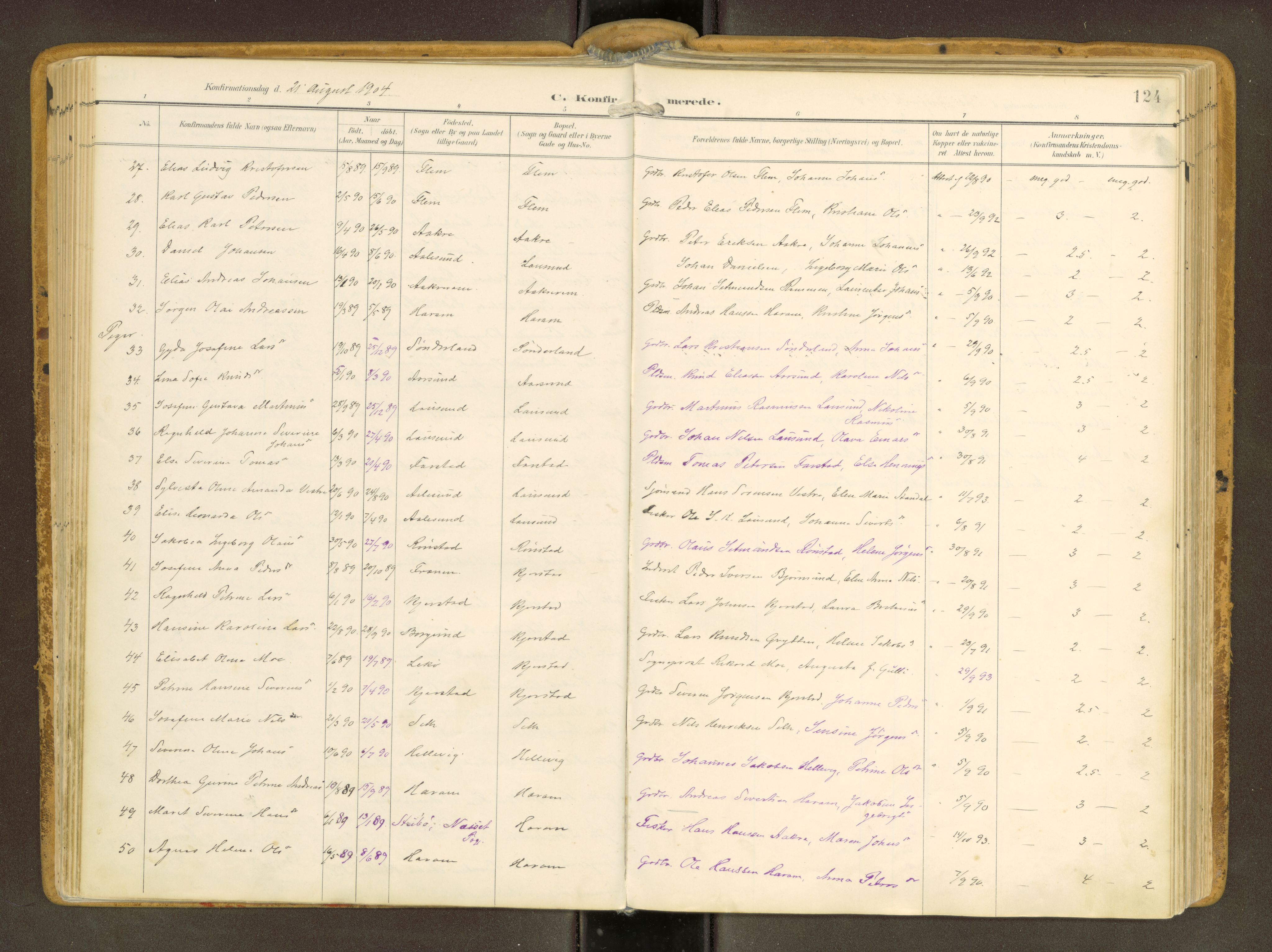 Ministerialprotokoller, klokkerbøker og fødselsregistre - Møre og Romsdal, AV/SAT-A-1454/536/L0517: Parish register (official) no. 536A--, 1897-1917, p. 124