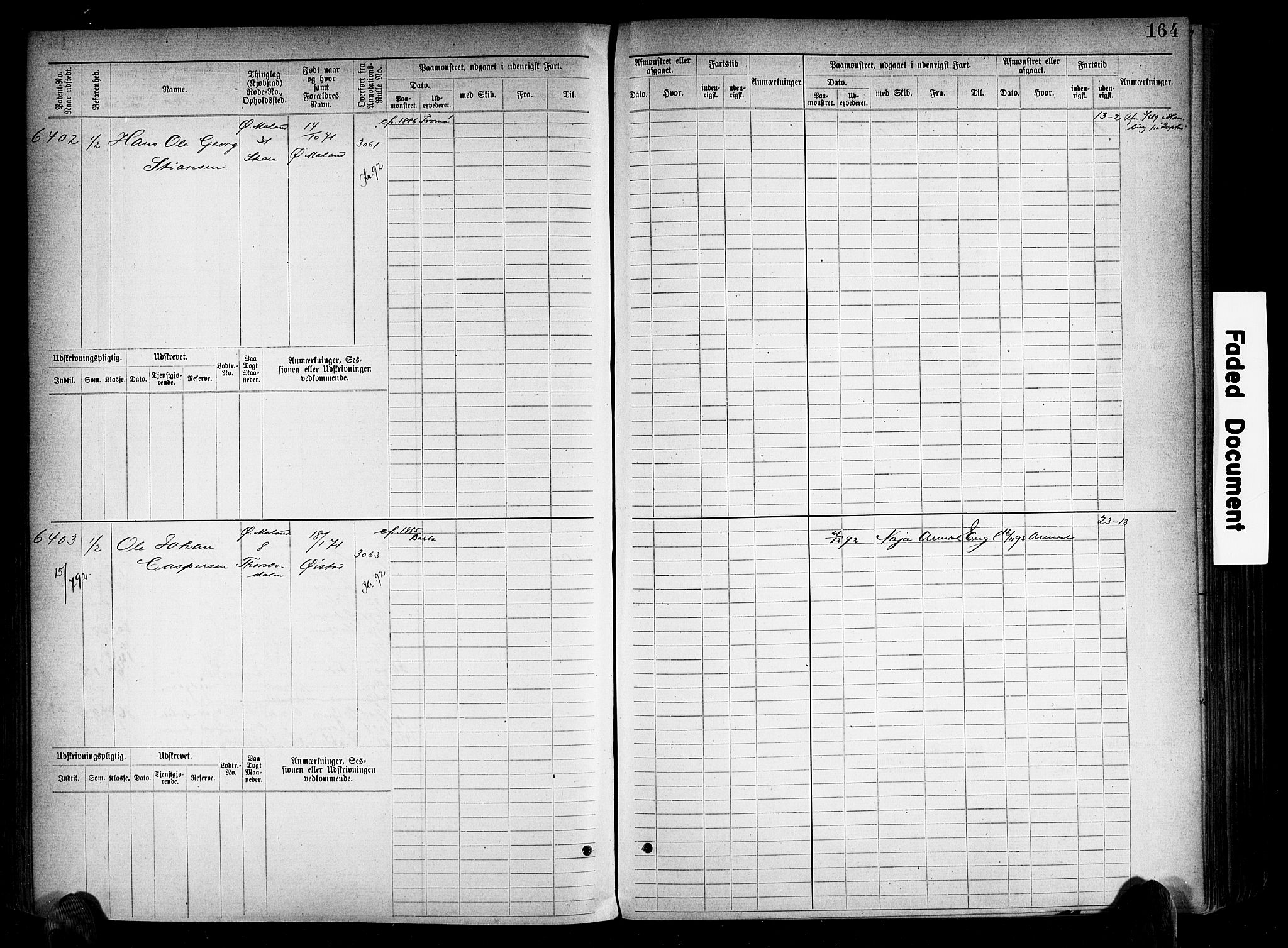 Arendal mønstringskrets, SAK/2031-0012/F/Fb/L0018: Hovedrulle A nr 6077-6849, S-16, 1892-1894, p. 164