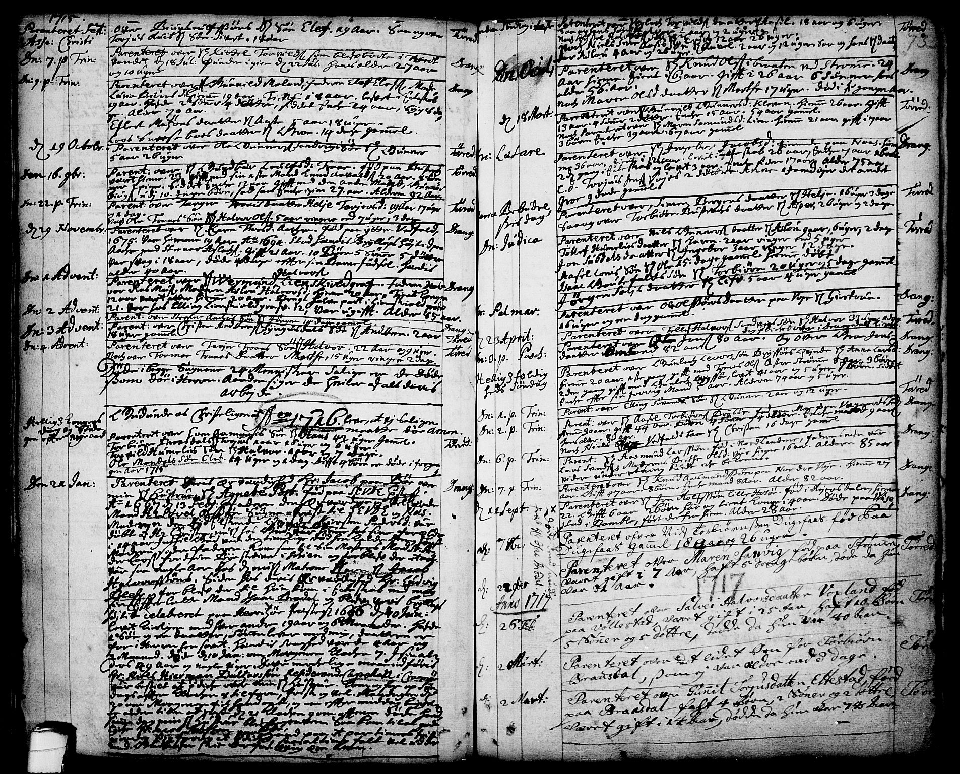 Drangedal kirkebøker, AV/SAKO-A-258/F/Fa/L0001: Parish register (official) no. 1, 1697-1767, p. 73