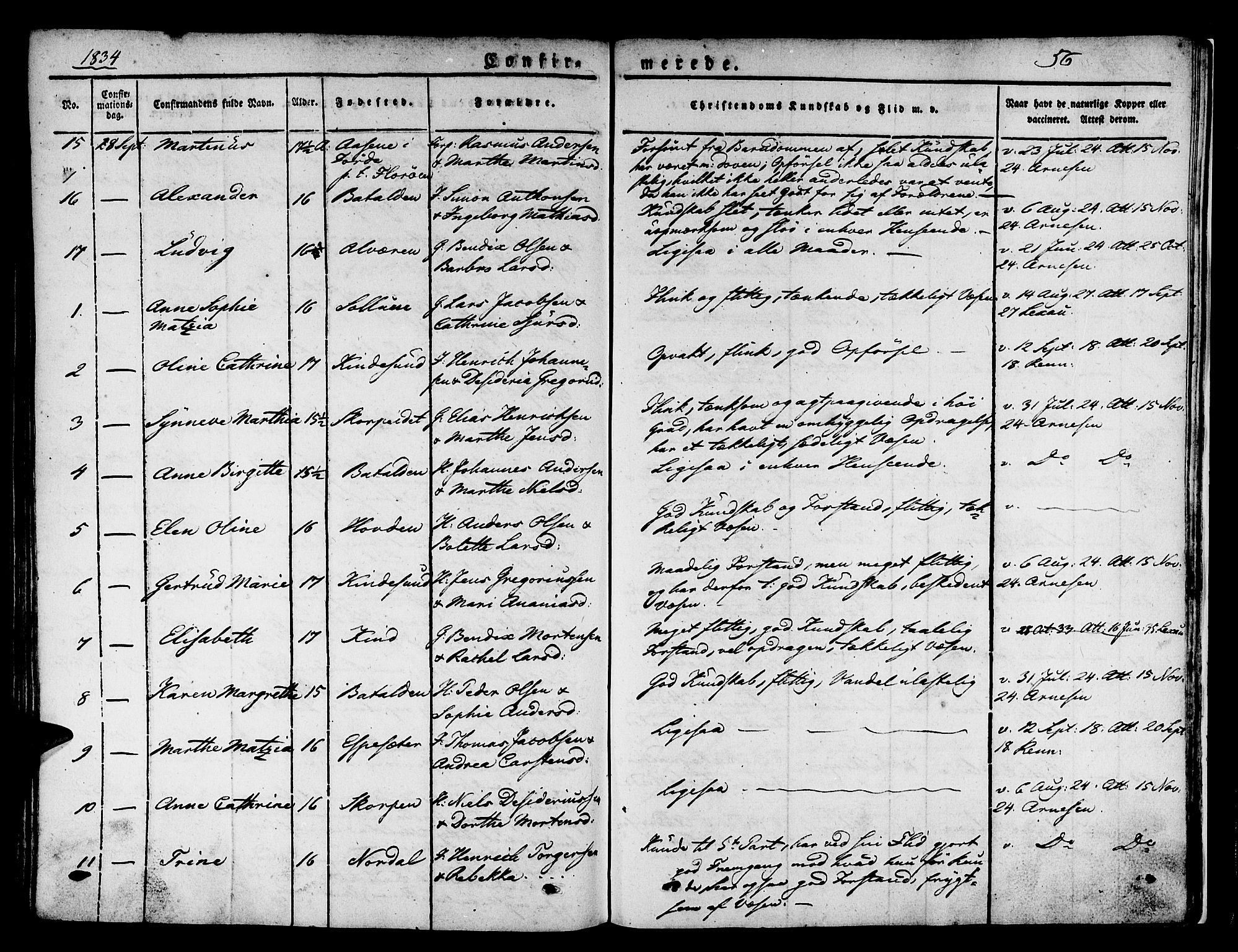 Kinn sokneprestembete, SAB/A-80801/H/Haa/Haaa/L0004/0001: Parish register (official) no. A 4I, 1822-1840, p. 56