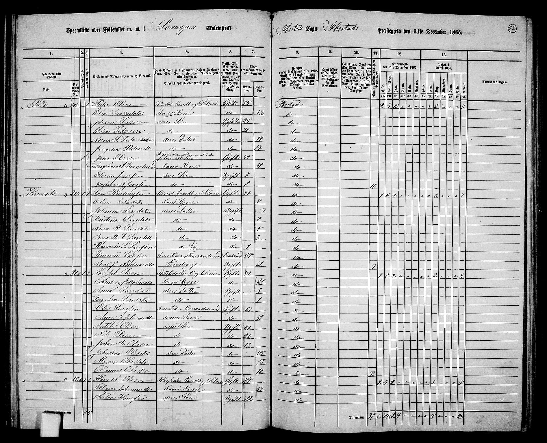 RA, 1865 census for Ibestad, 1865, p. 77