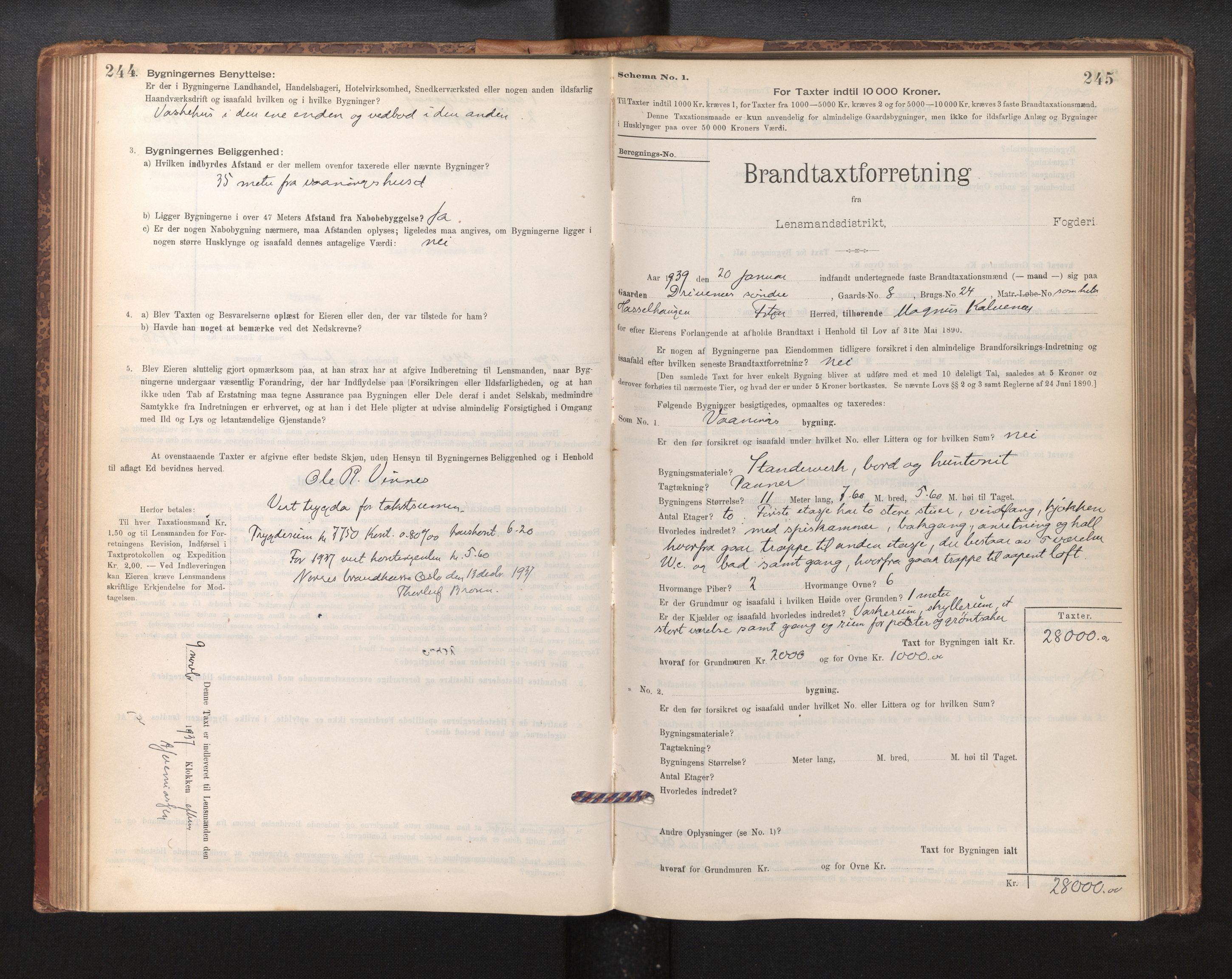 Lensmannen i Fitjar, SAB/A-32001/0012/L0001: Branntakstprotokoll, skjematakst, 1895-1948, p. 244-245