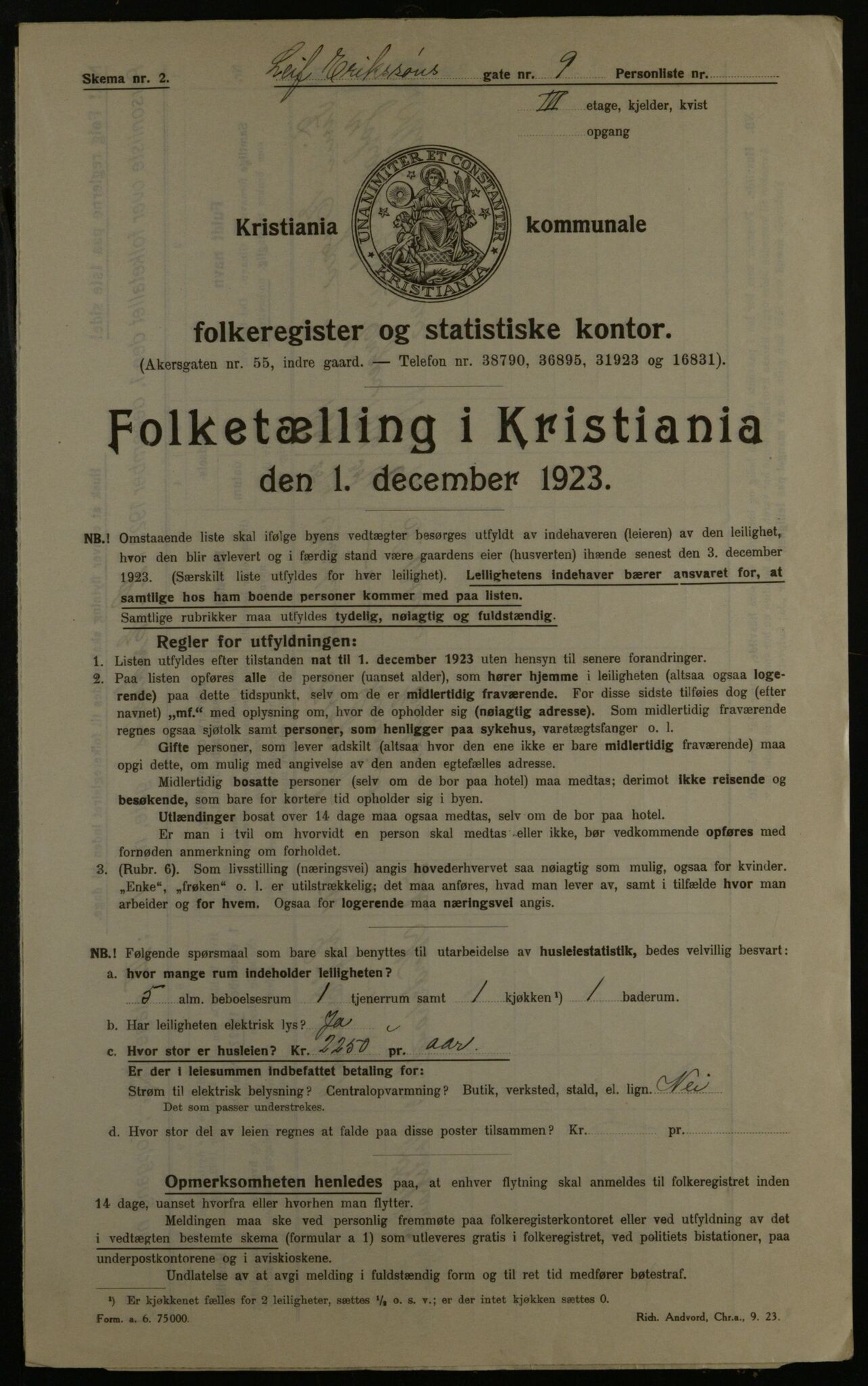 OBA, Municipal Census 1923 for Kristiania, 1923, p. 63766