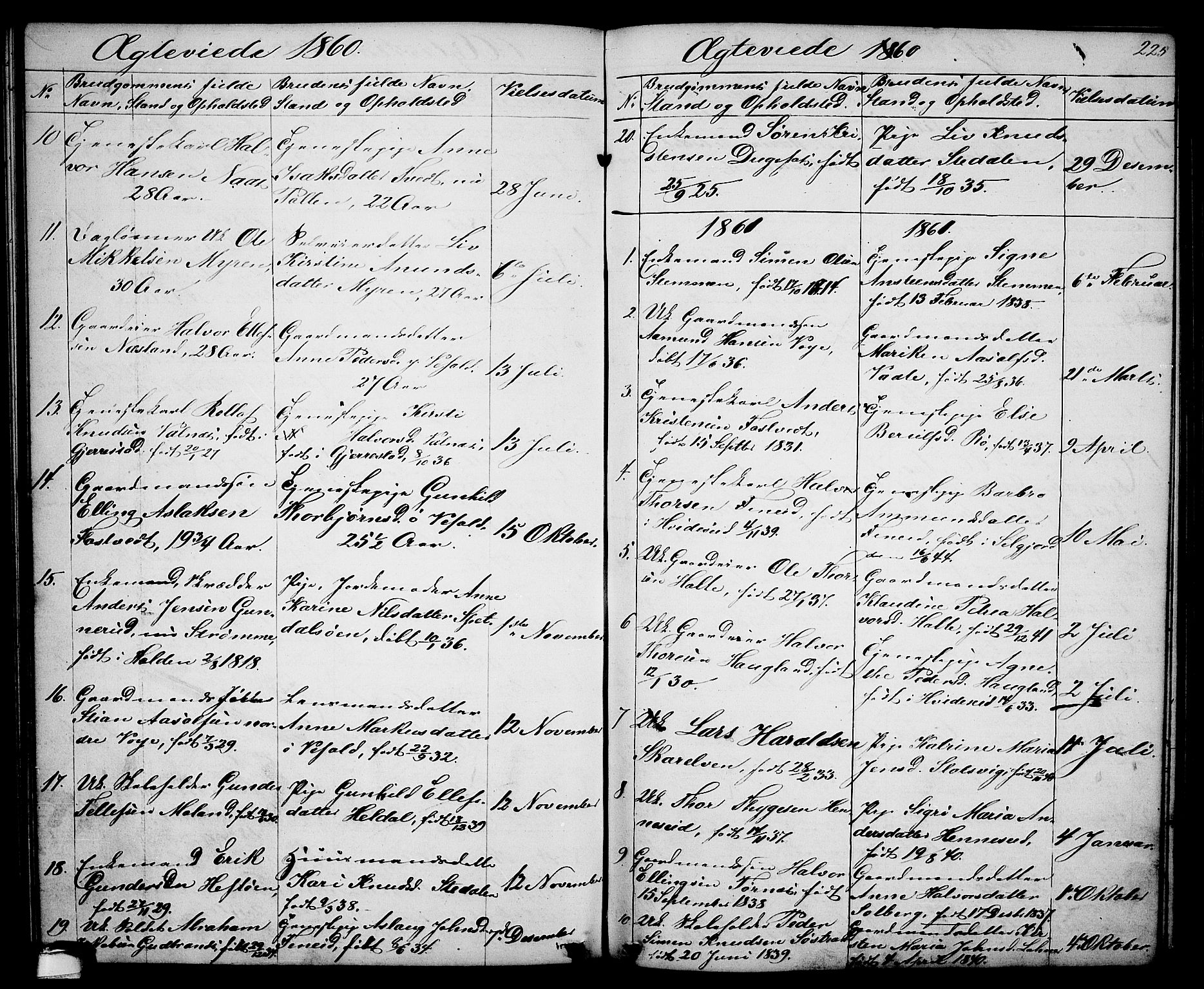 Drangedal kirkebøker, AV/SAKO-A-258/G/Ga/L0002: Parish register (copy) no. I 2, 1856-1887, p. 225