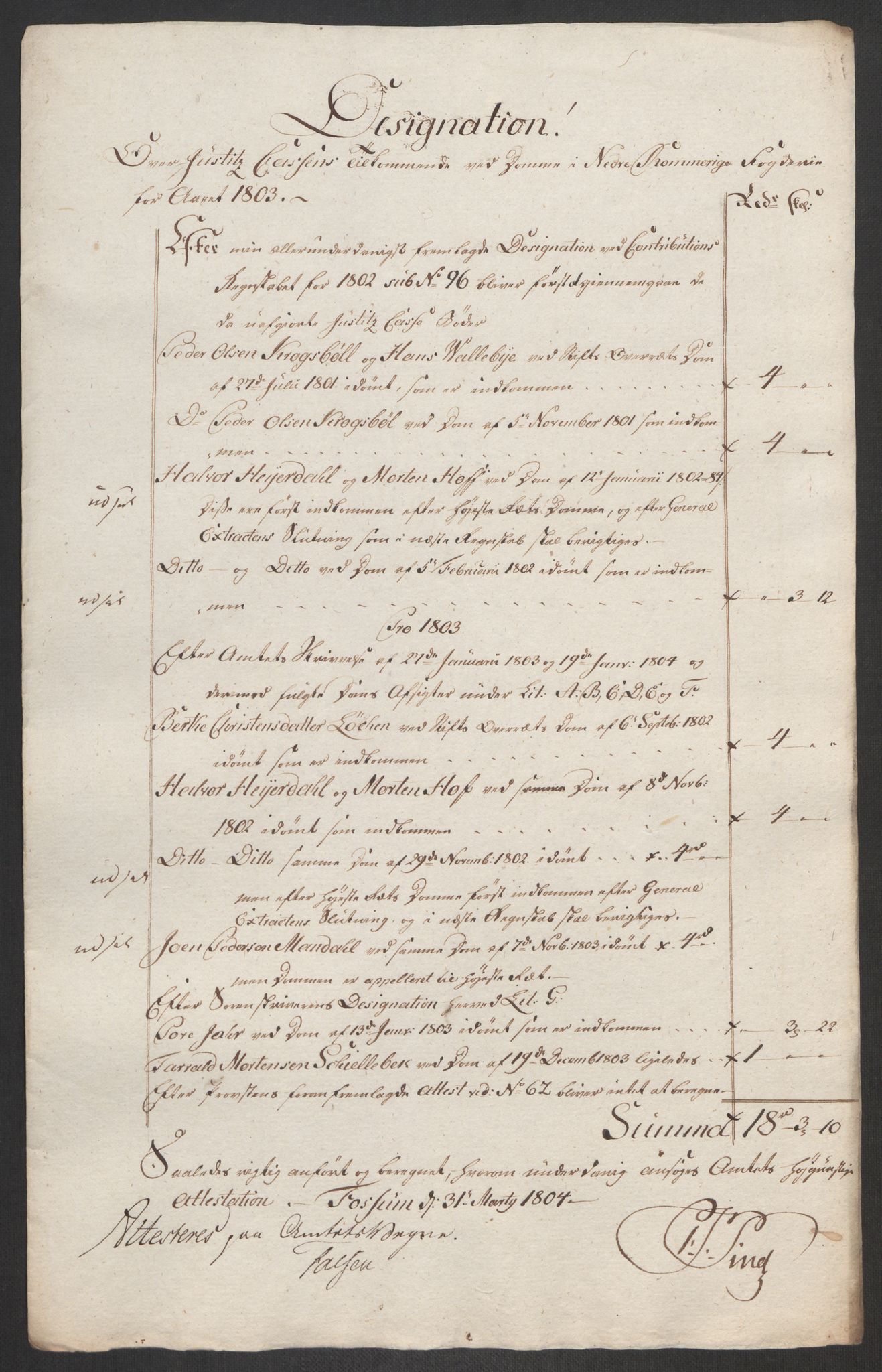 Rentekammeret inntil 1814, Reviderte regnskaper, Fogderegnskap, RA/EA-4092/R11/L0679: Fogderegnskap Nedre Romerike, 1803, p. 362