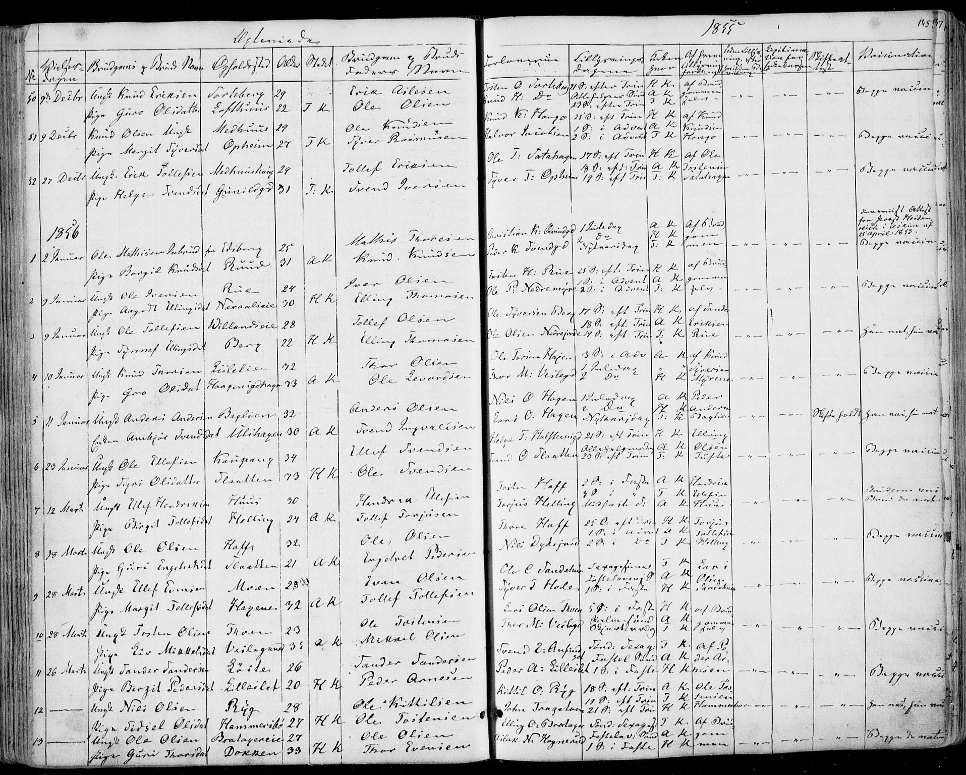 Ål kirkebøker, SAKO/A-249/F/Fa/L0006: Parish register (official) no. I 6, 1849-1864, p. 145