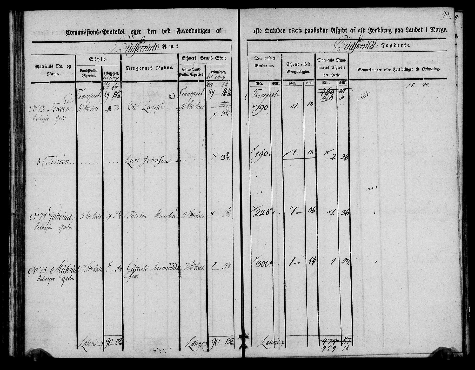 Rentekammeret inntil 1814, Realistisk ordnet avdeling, AV/RA-EA-4070/N/Ne/Nea/L0062: Buskerud fogderi. Kommisjonsprotokoll for Røyken prestegjeld, 1803, p. 40